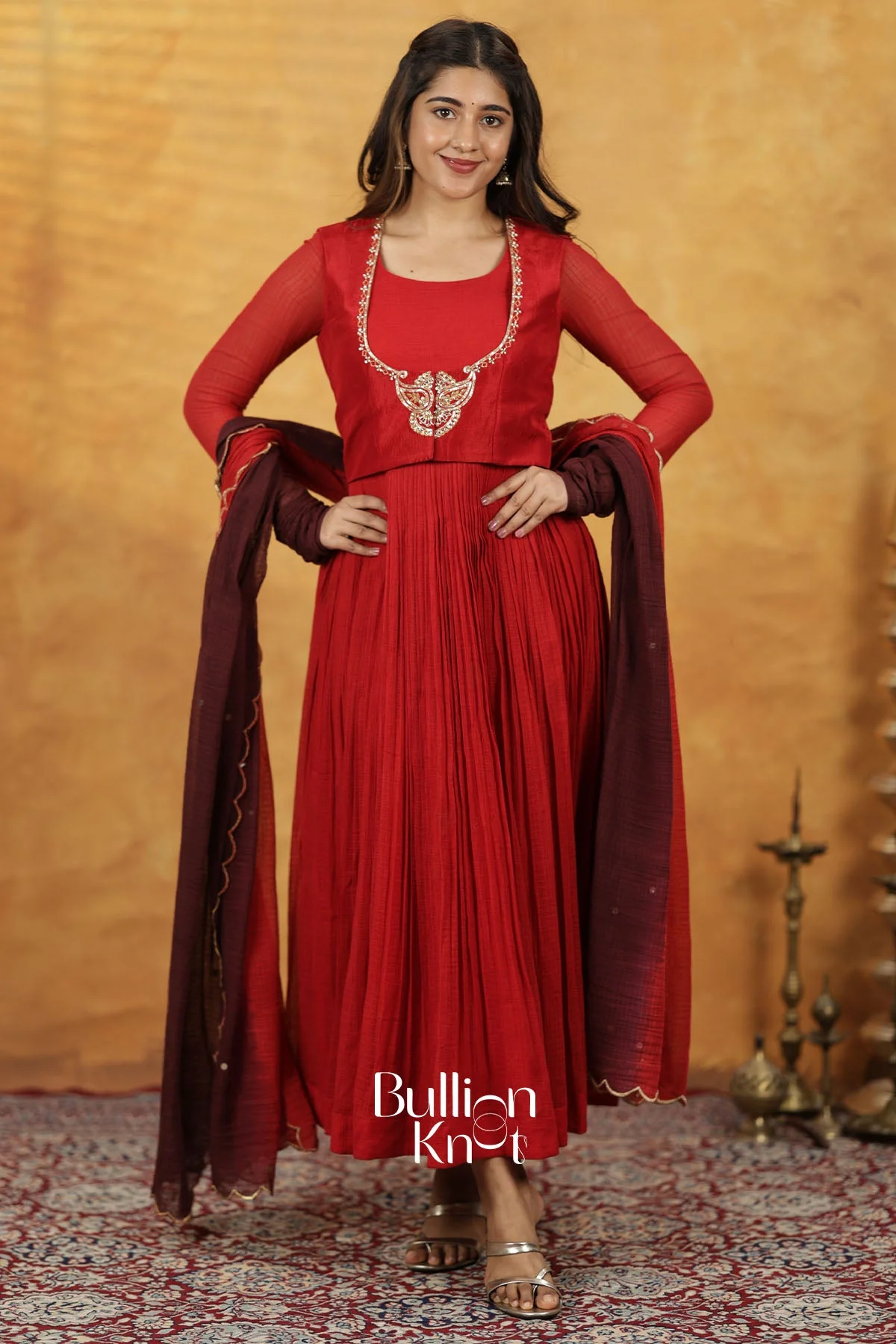 Aalaya Red Dress with Jacket - Ethnic Elegance - Image 2