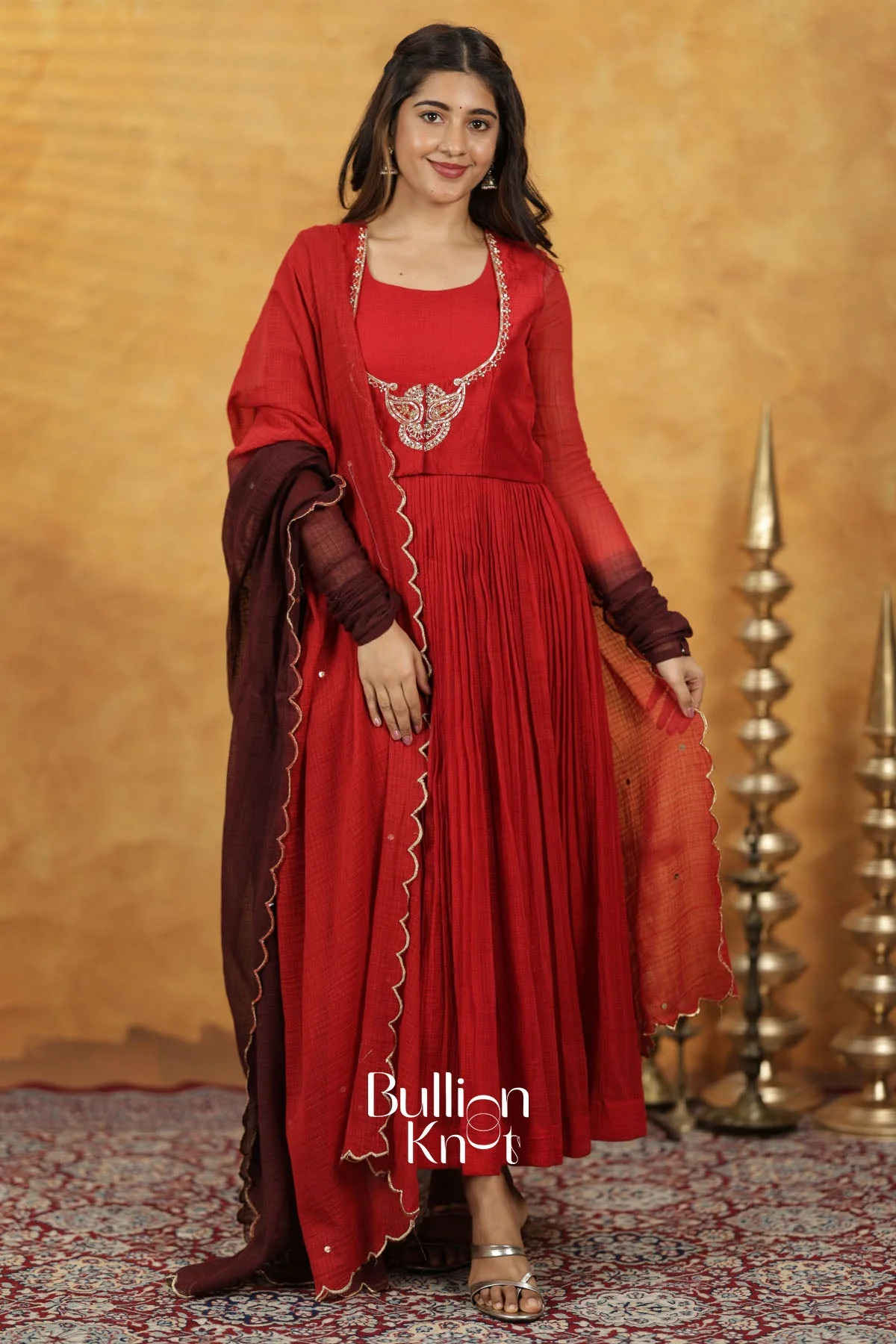 Aalaya Red Dress with Jacket - Ethnic Elegance - Image 5