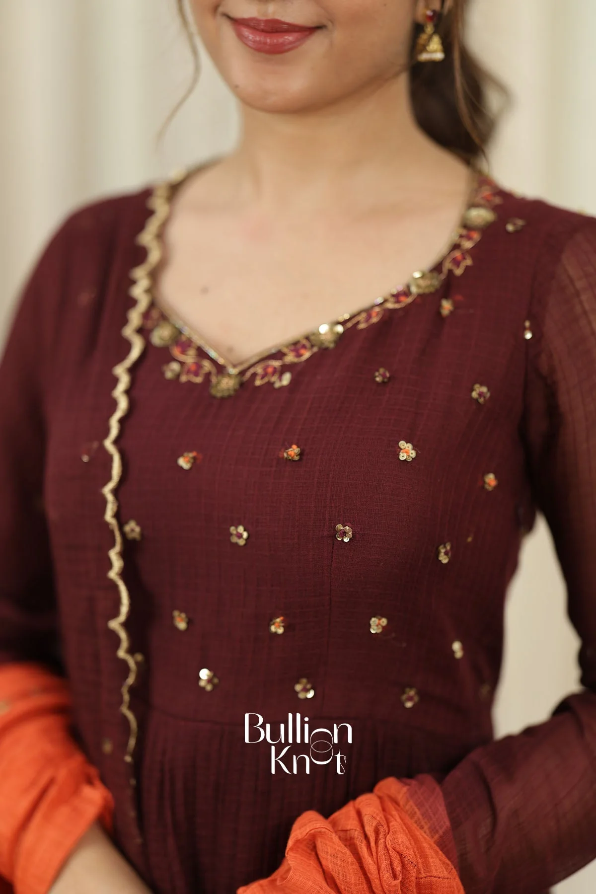 Agniraaga Brown Anarkali Dress - Softy Mal Cotton Fabric - Image 2