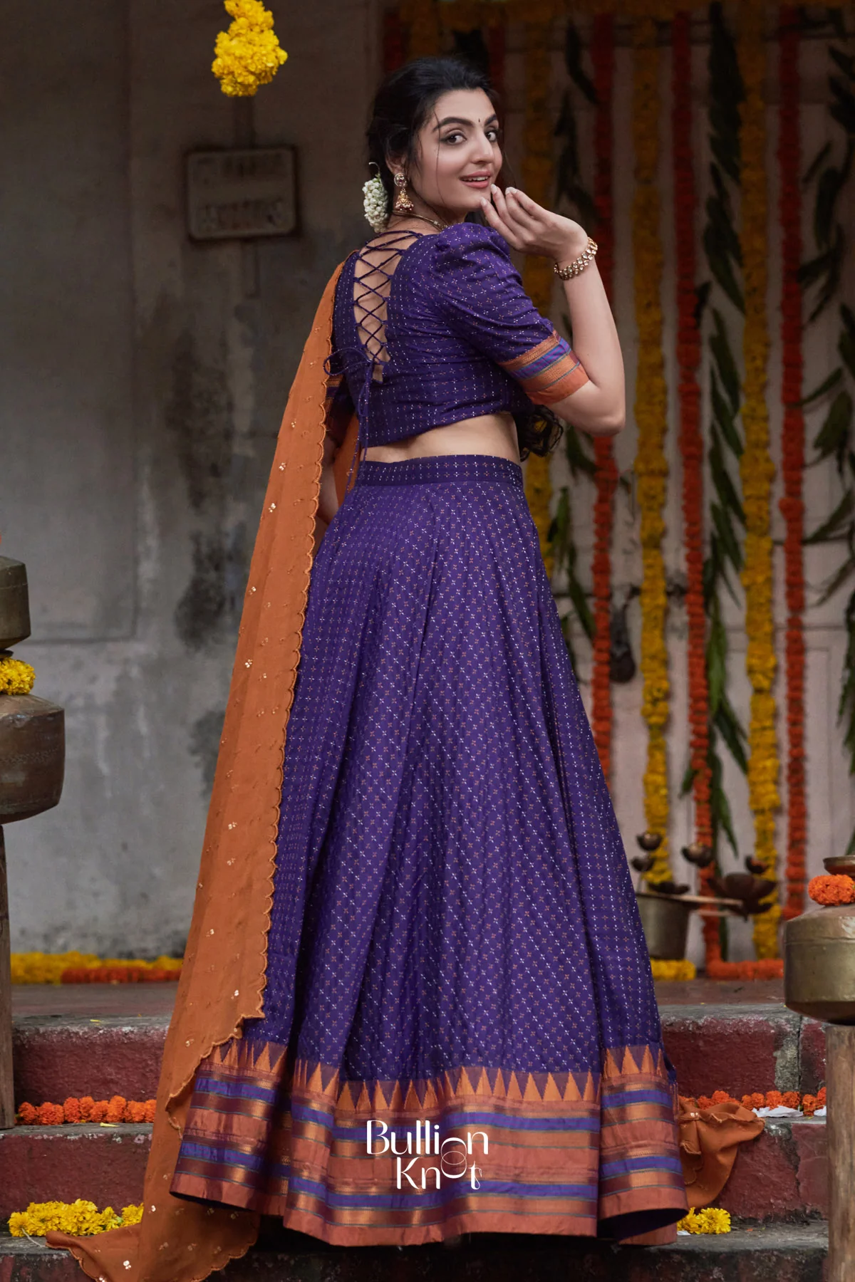 Akhila Naraynpet Half Saree in Purple - Image 3
