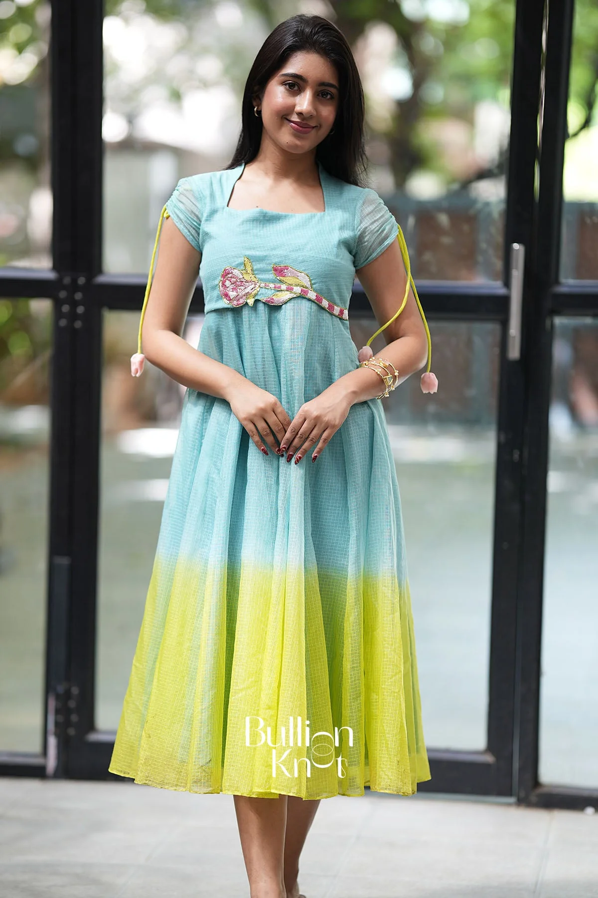 Aqua Zyra Kota Doria Midi Dress - Stylish Ethnic Wear - Image 3