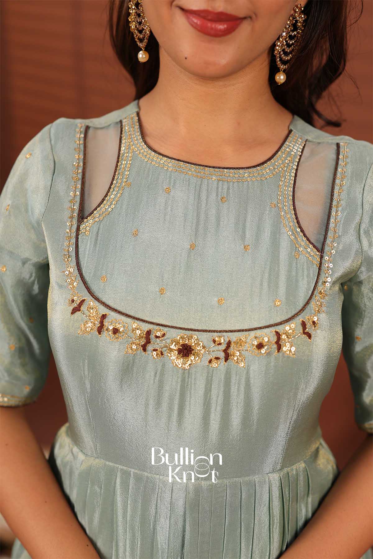 Auralika Aqua Brown Shaded Gown - Elegance Redefined - Image 3
