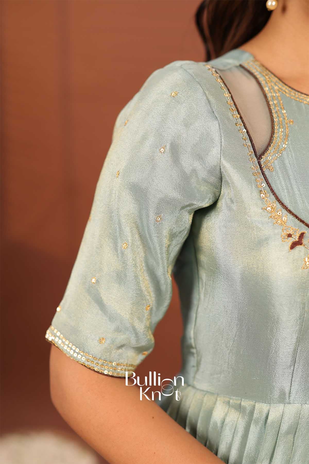 Auralika Aqua Brown Shaded Gown - Elegance Redefined - Image 4