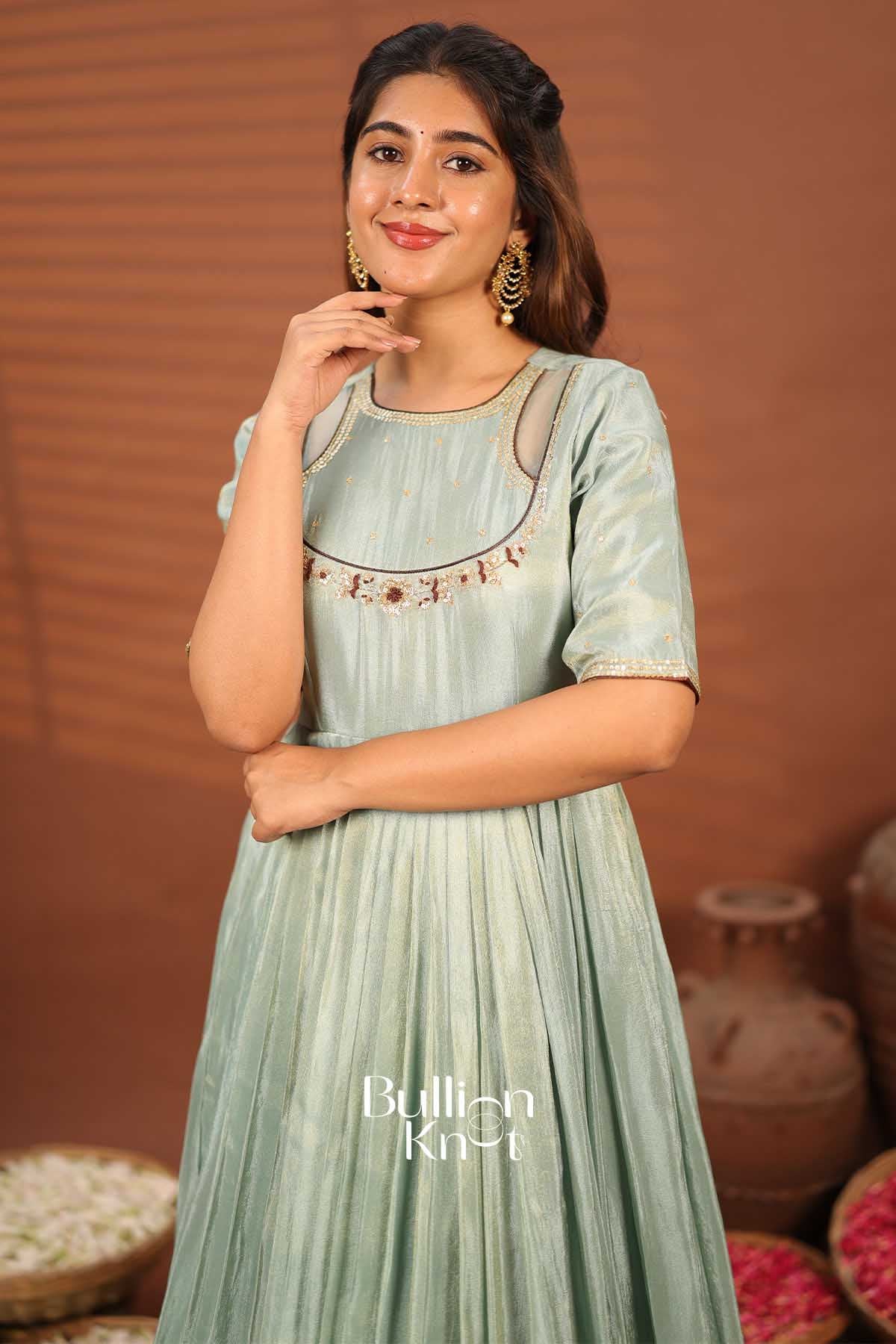 Auralika Aqua Brown Shaded Gown - Elegance Redefined - Image 5