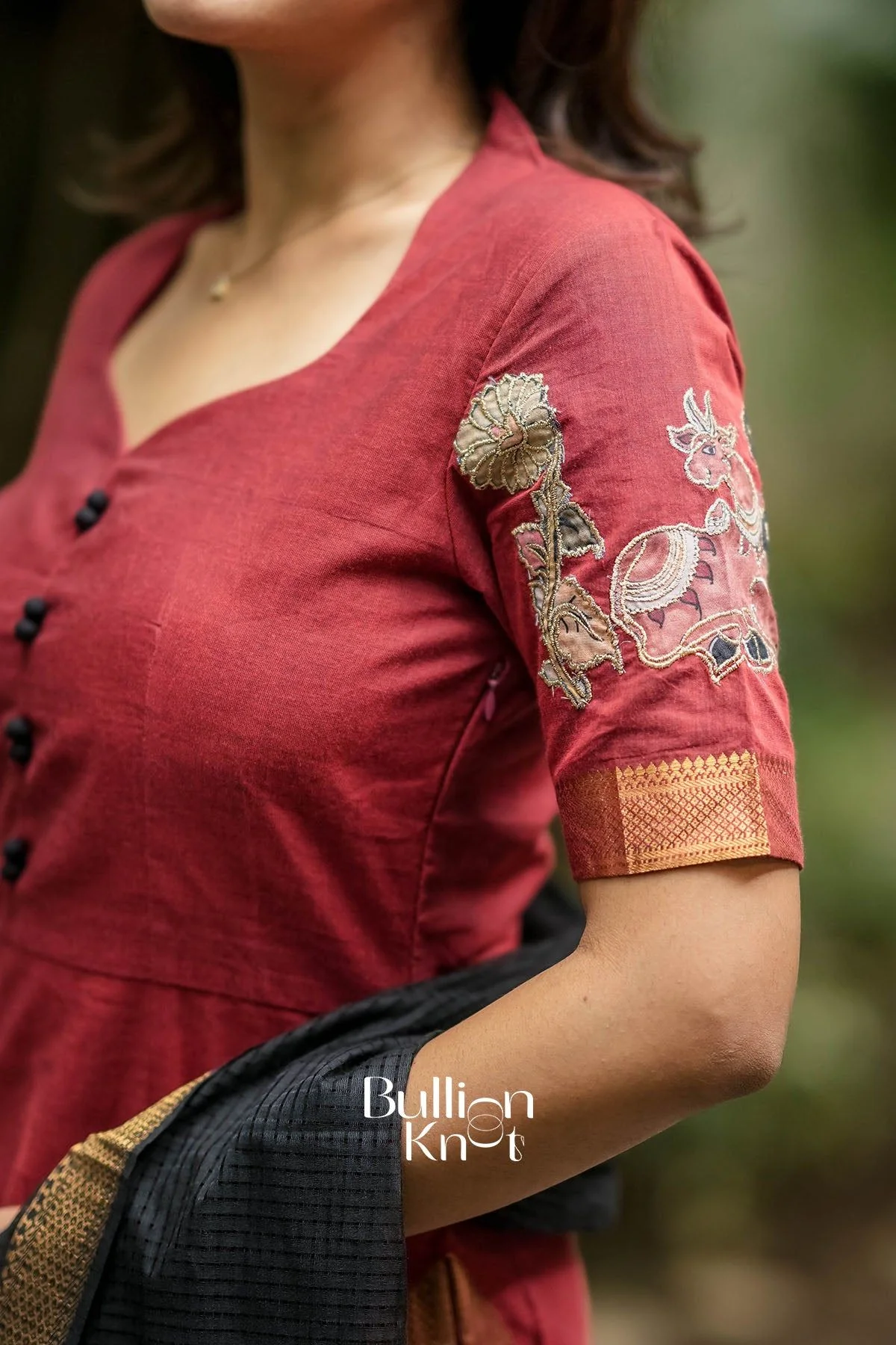 Avikaa Maroon Manglagiri Cotton Kurta Set - Elegant Cotton Dress - Image 5