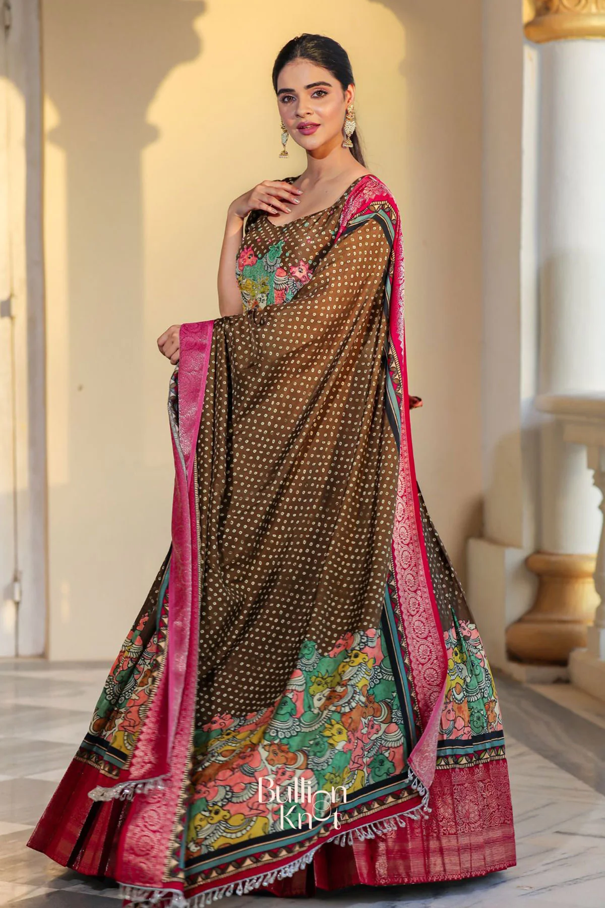 Bhakti Bandhej Olive Green Handwork Anarkali Gown (Dress) - Image 5