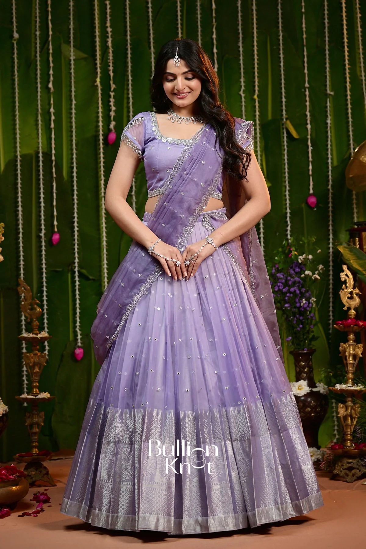 Can Can Skirt + Gaurika Purple Organza Lehenga Bundle for Occasions - Image 5