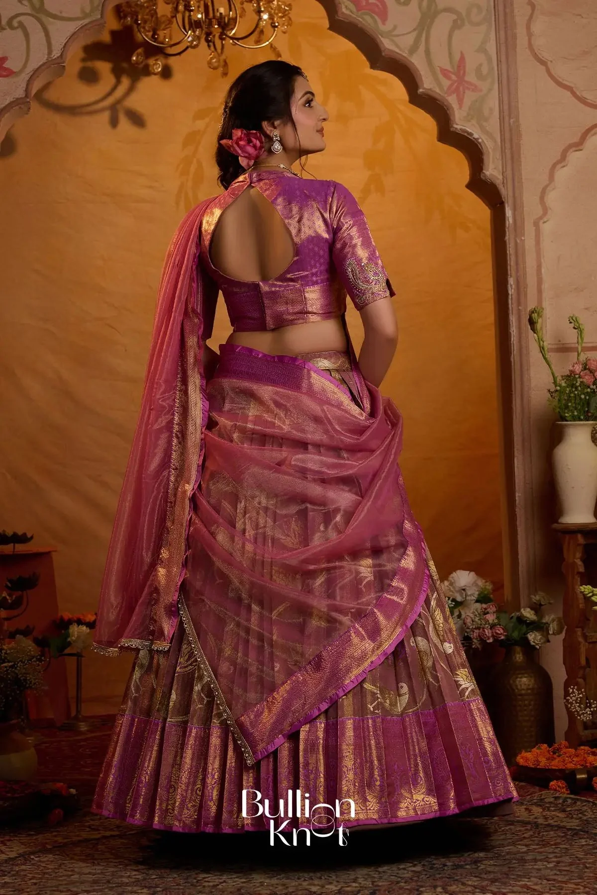 Chandra Gauri Pattu Lehenga Set In Pink for Festive Wear - Image 6