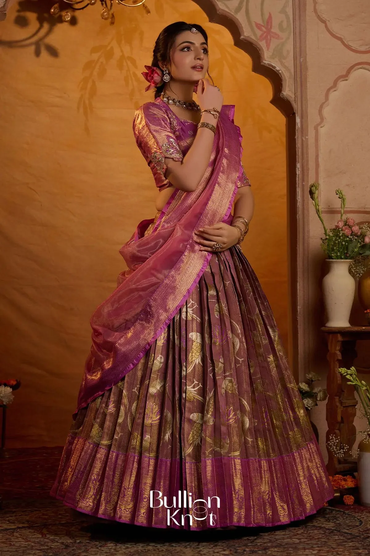 Chandra Gauri Pattu Lehenga Set In Pink for Festive Wear - Image 7