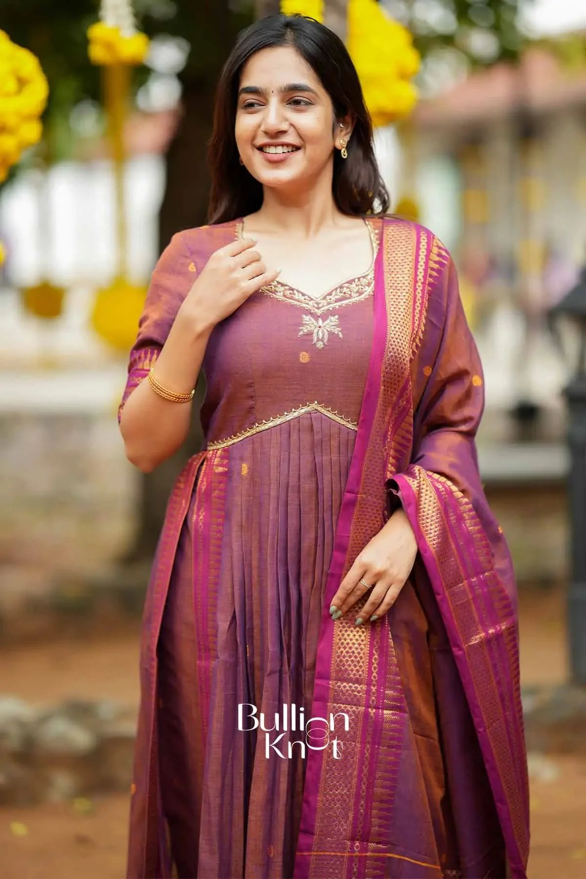Elakshi Handloom Brown Suit Set for Elegant Occasions - Image 4