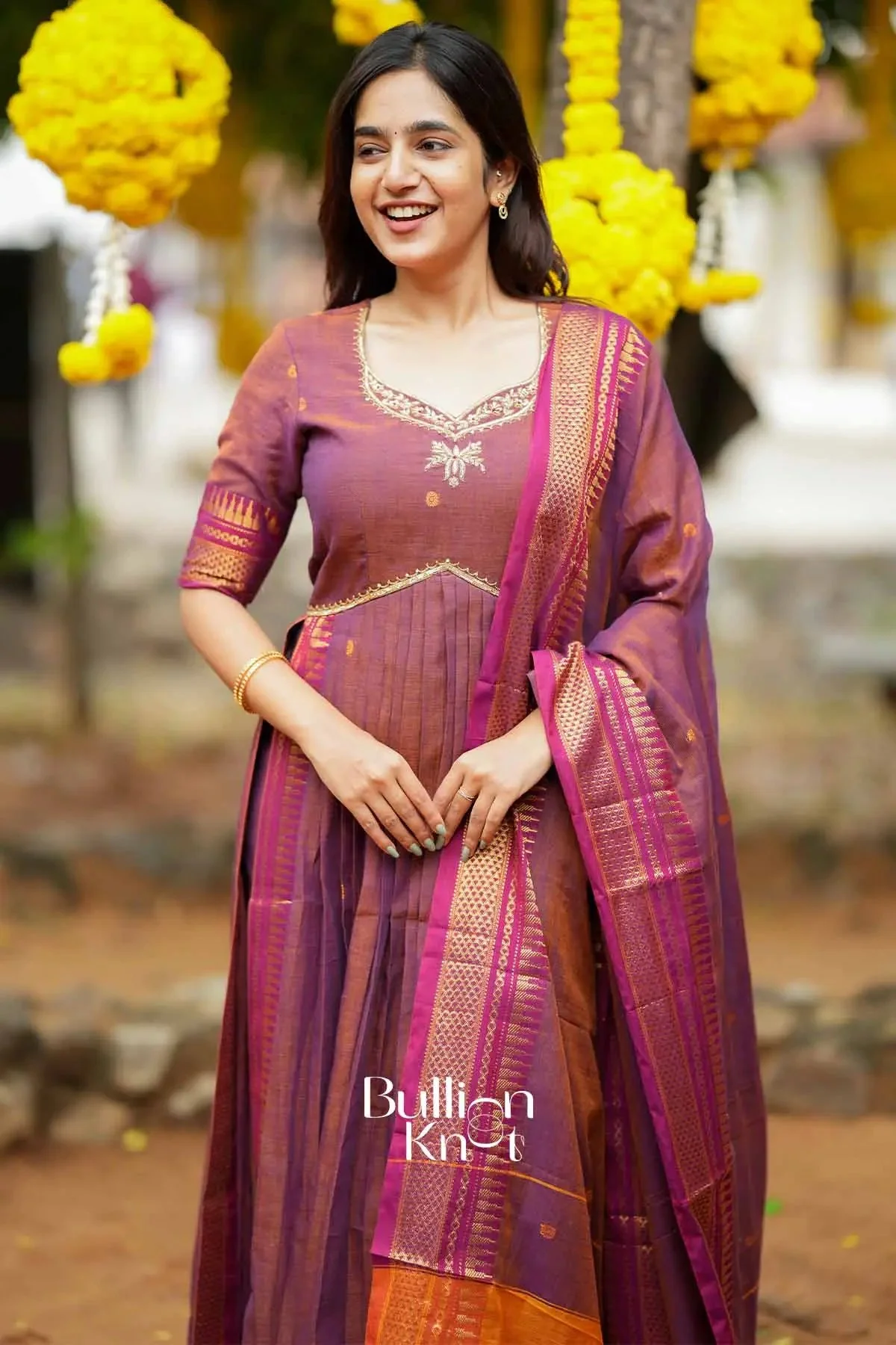 Elakshi Handloom Brown Suit Set for Elegant Occasions - Image 7