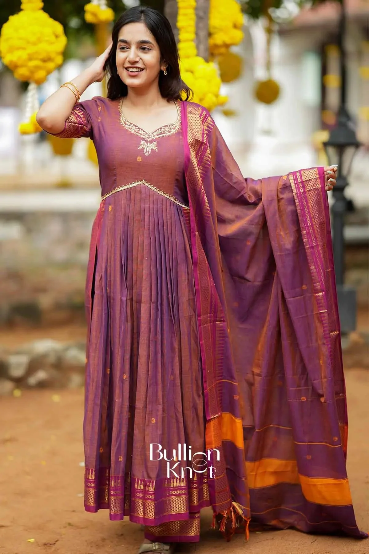 Elakshi Handloom Brown Suit Set for Elegant Occasions - Image 8