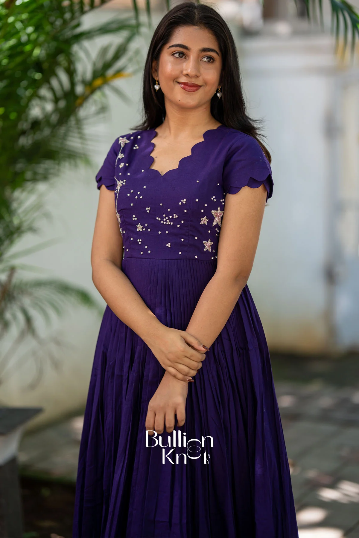 Galaxy Blue Mul Cotton Midi Dress for Casual Events - Image 5