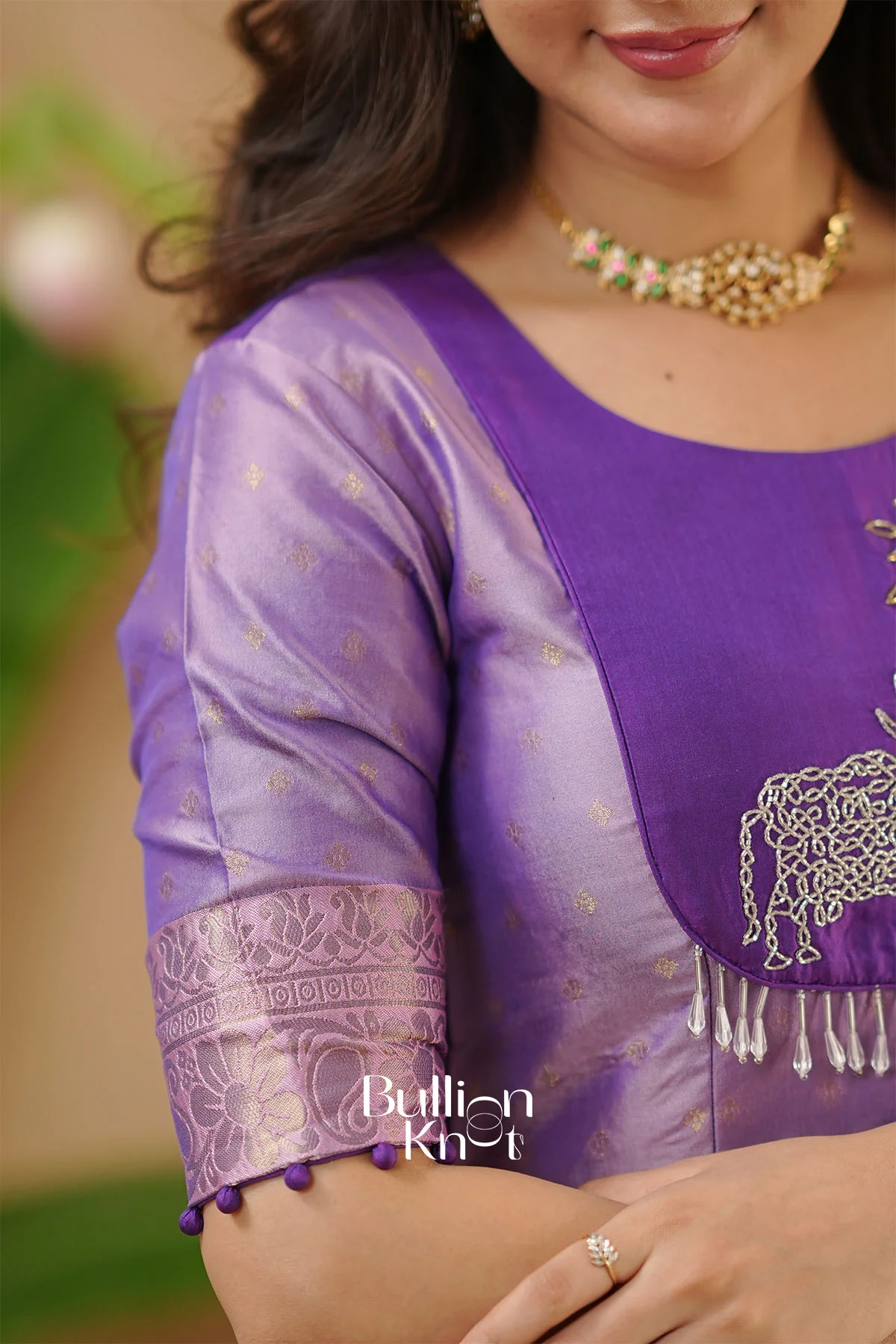 Gopika Soft Silk Anarkali Gown Dress in Lavender - Image 4