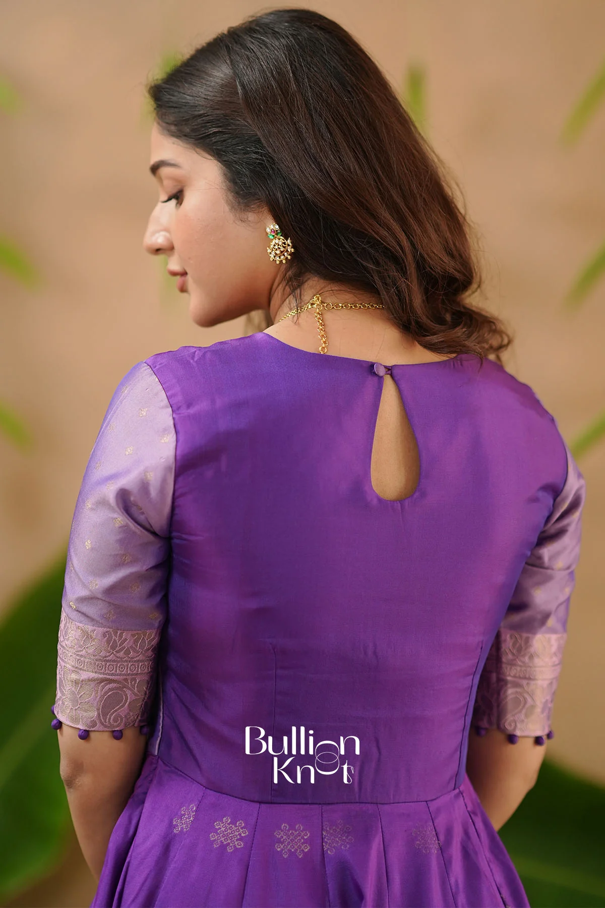 Gopika Soft Silk Anarkali Gown Dress in Lavender - Image 5