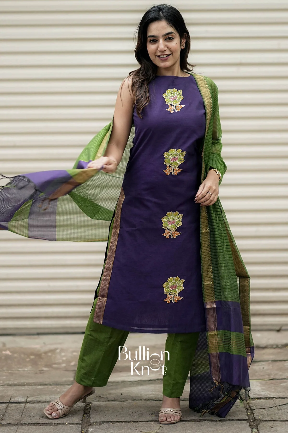 Himanshi Mangalgiri Cotton Kurta Set in Blue - Image 3