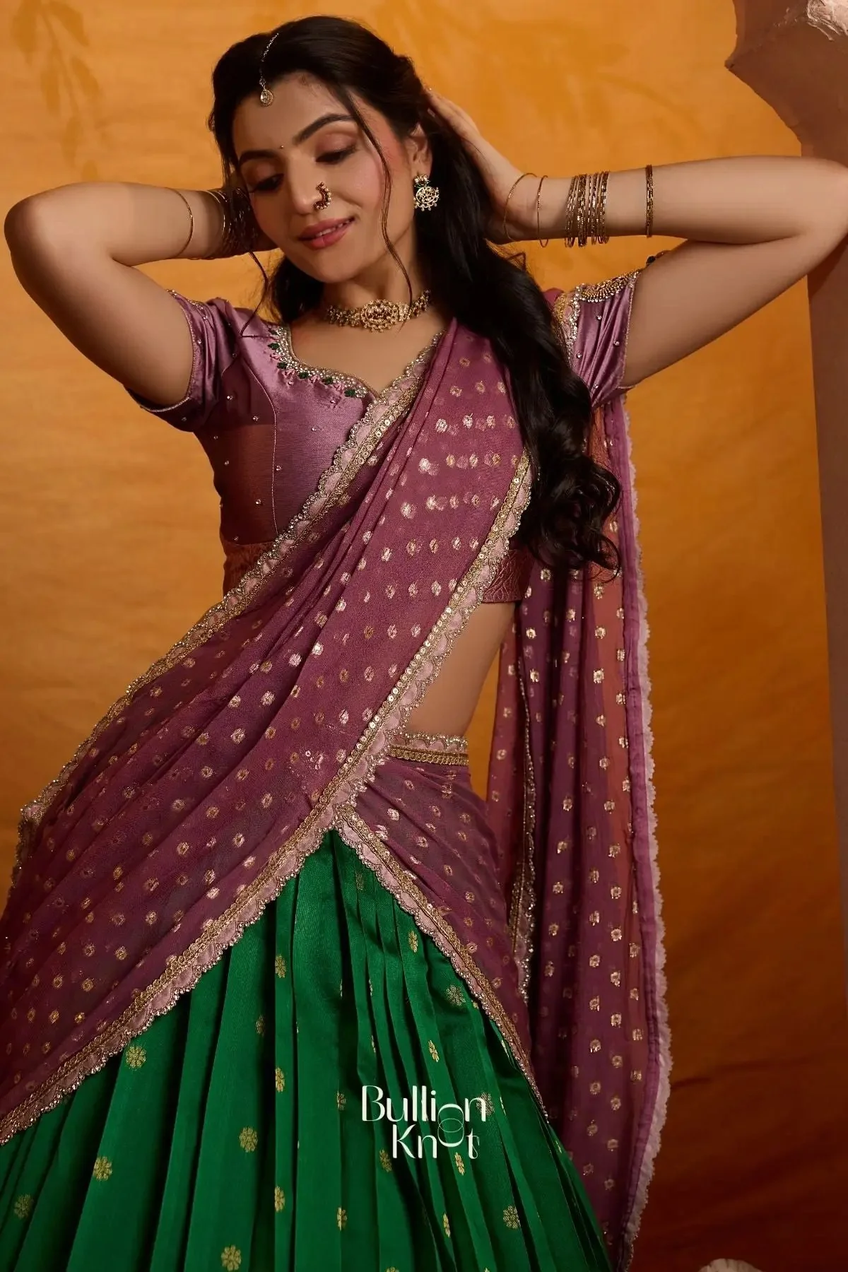 Indulekha Soft Silk Lehenga Set In Green For Celebrations - Image 7