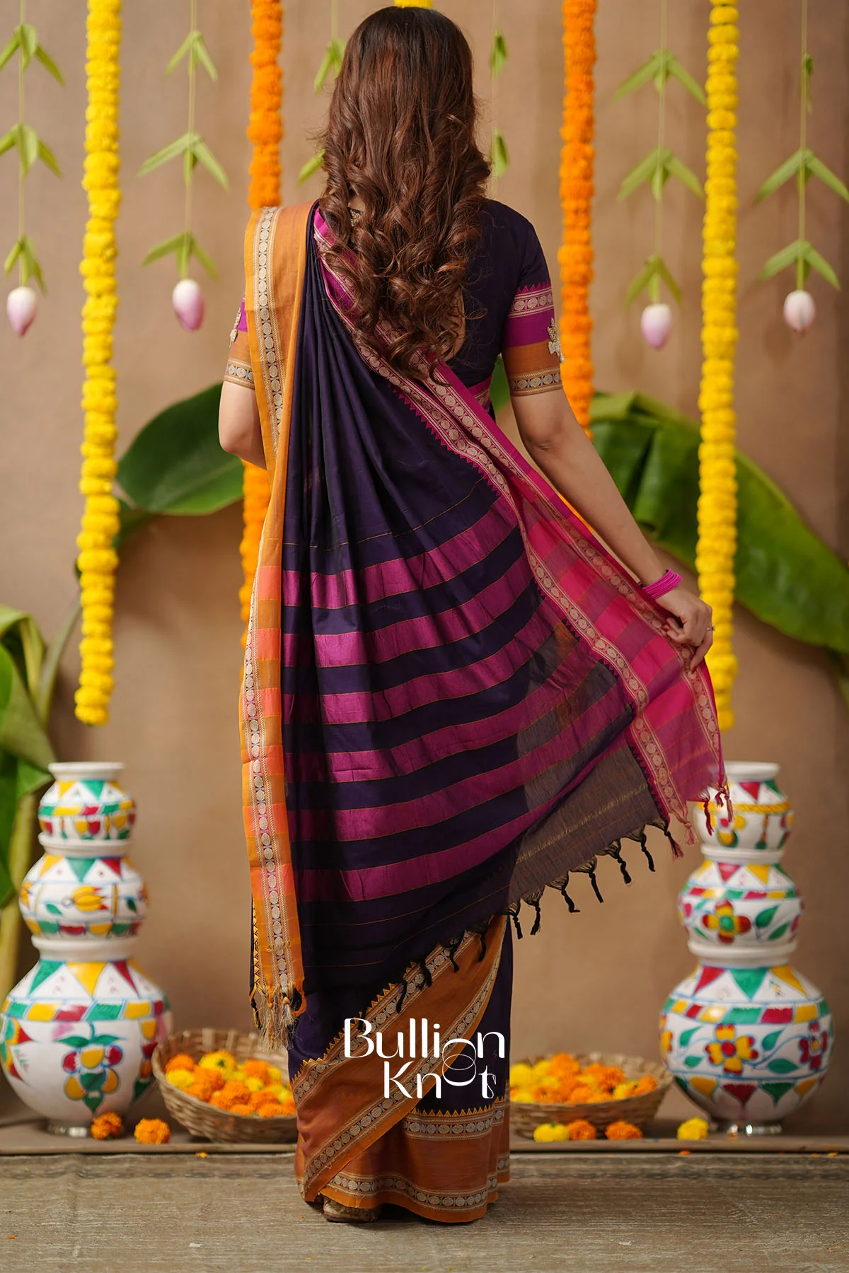 Jahanvi 2-In-1 Half Saree in Navy Blue for Versatile Styling - Image 7