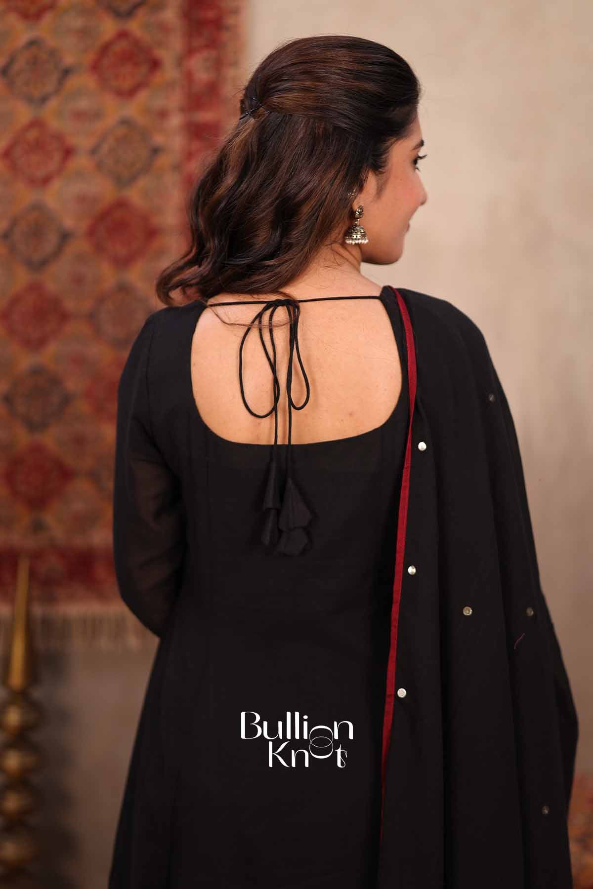 Kaayna | Black Handloom Anarkali Suit Set for Women | Designer Party Wear Suit Set - Image 4