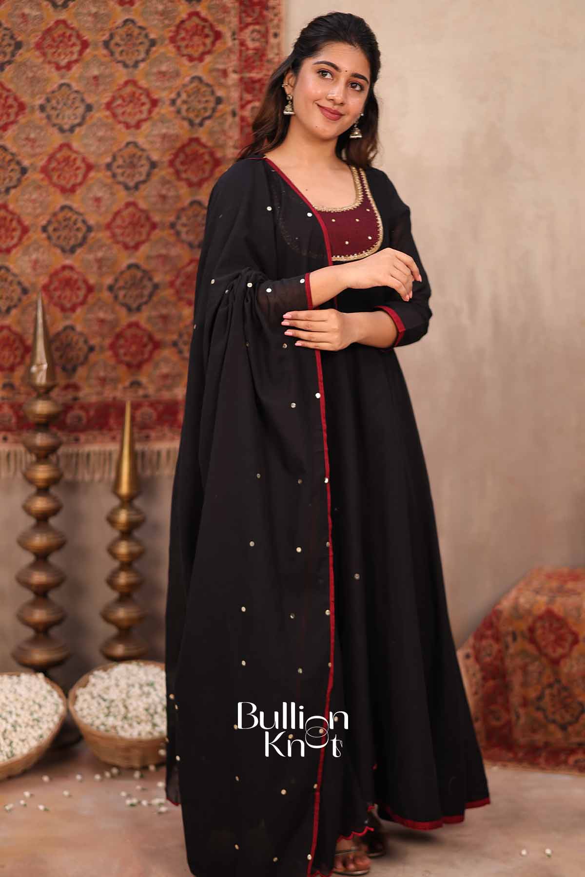 Kaayna | Black Handloom Anarkali Suit Set for Women | Designer Party Wear Suit Set - Image 6