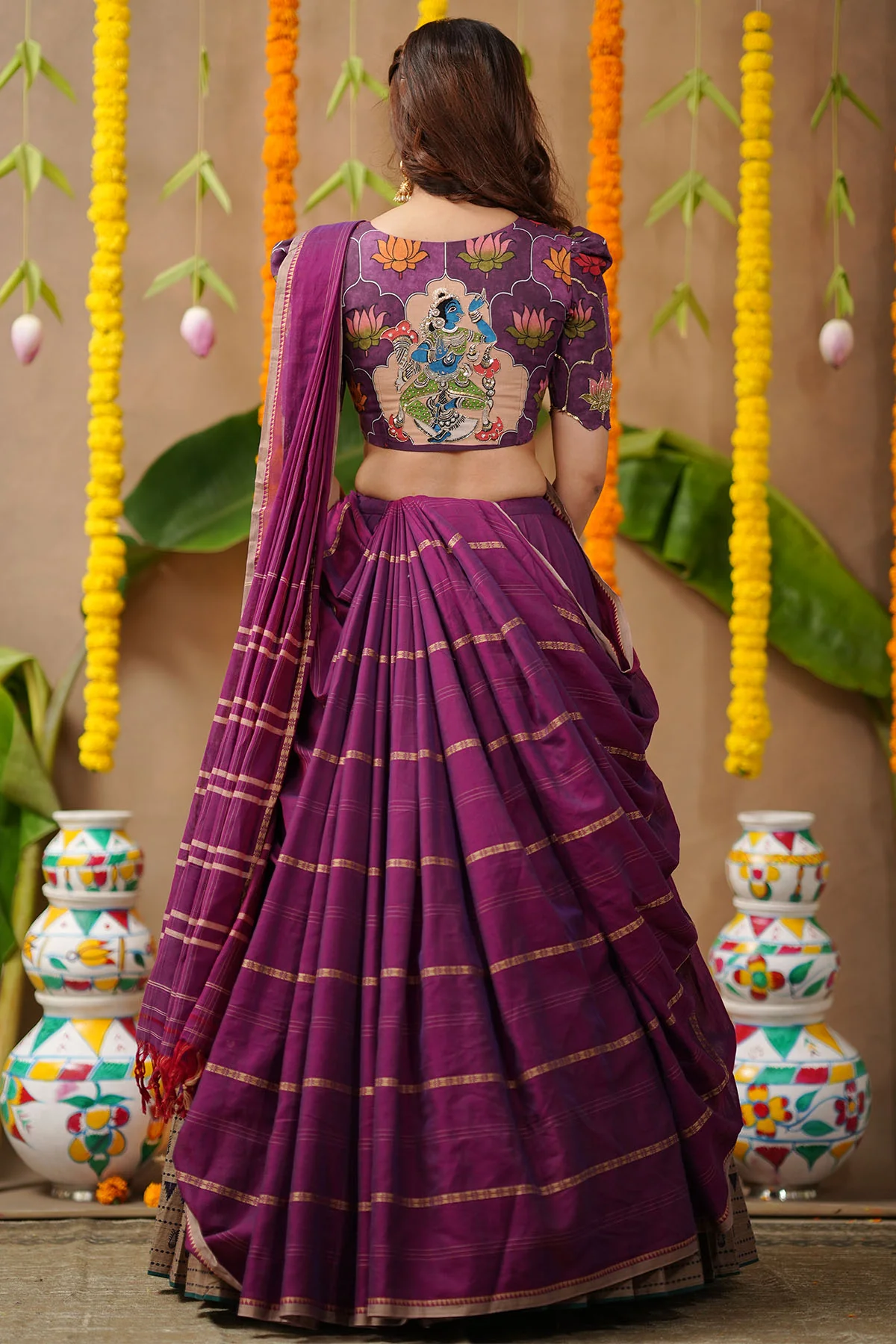 Kamalpadma 2-In-1 Half Saree Plum Purple - Nrityakamal Design - Image 4