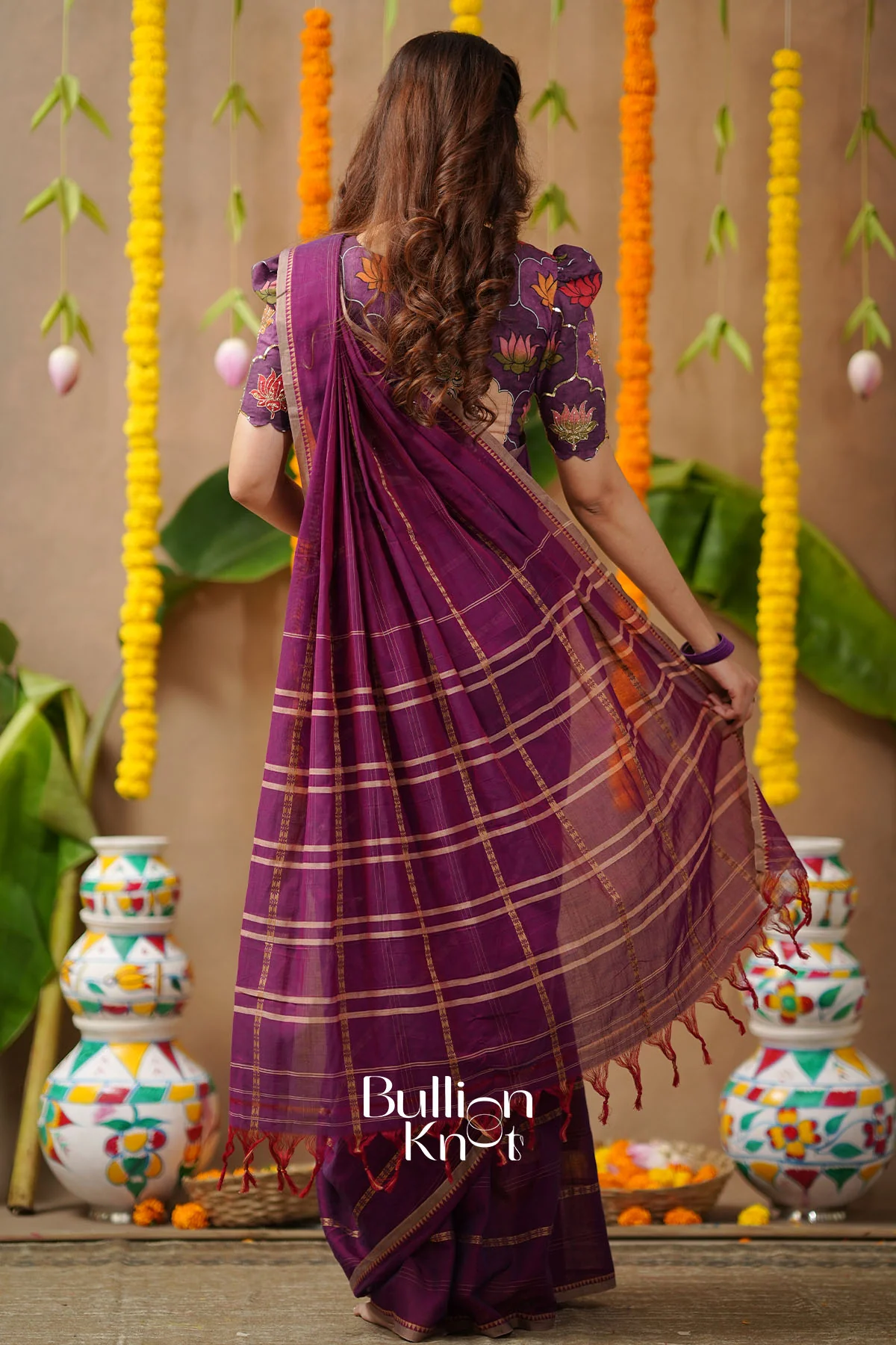 Kamalpadma 2-In-1 Half Saree Plum Purple - Nrityakamal Design - Image 6