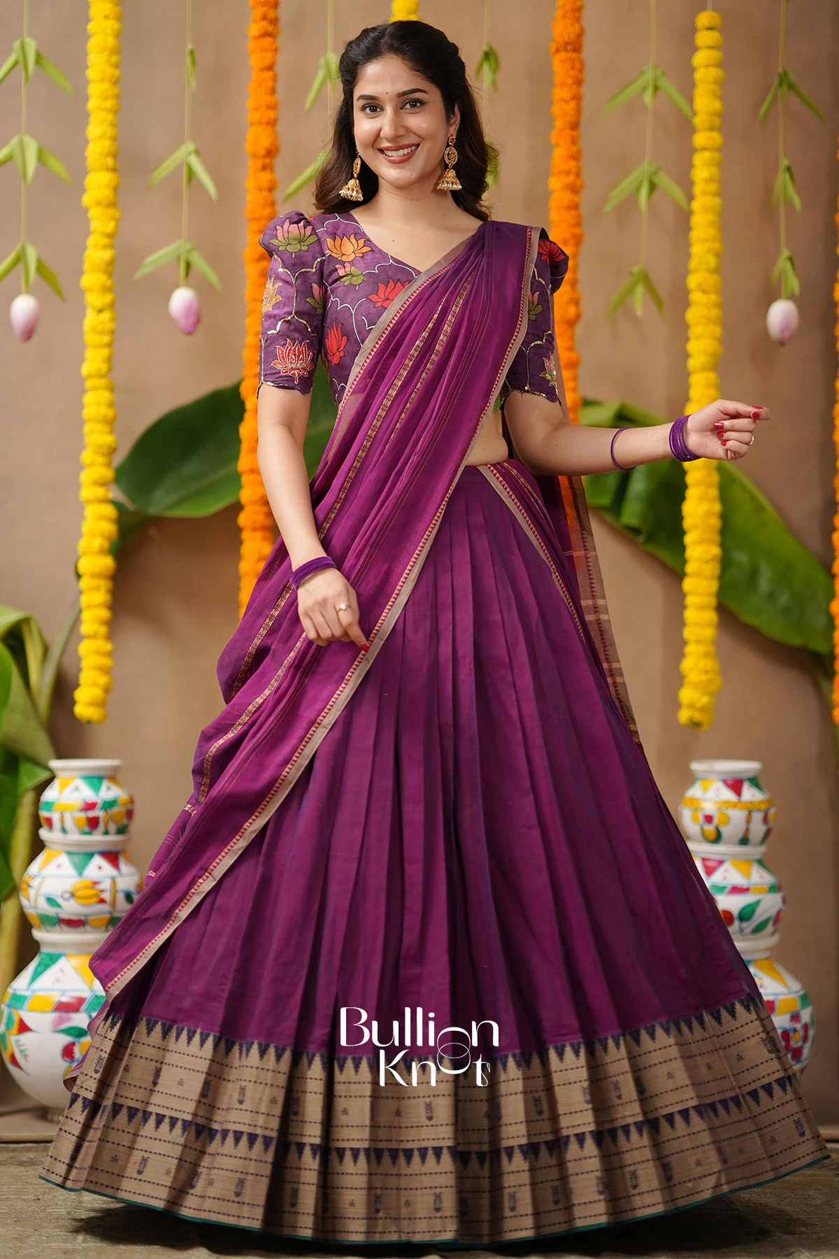 Kamalpadma 2-In-1 Half Saree Plum Purple - Nrityakamal Design - Image 7
