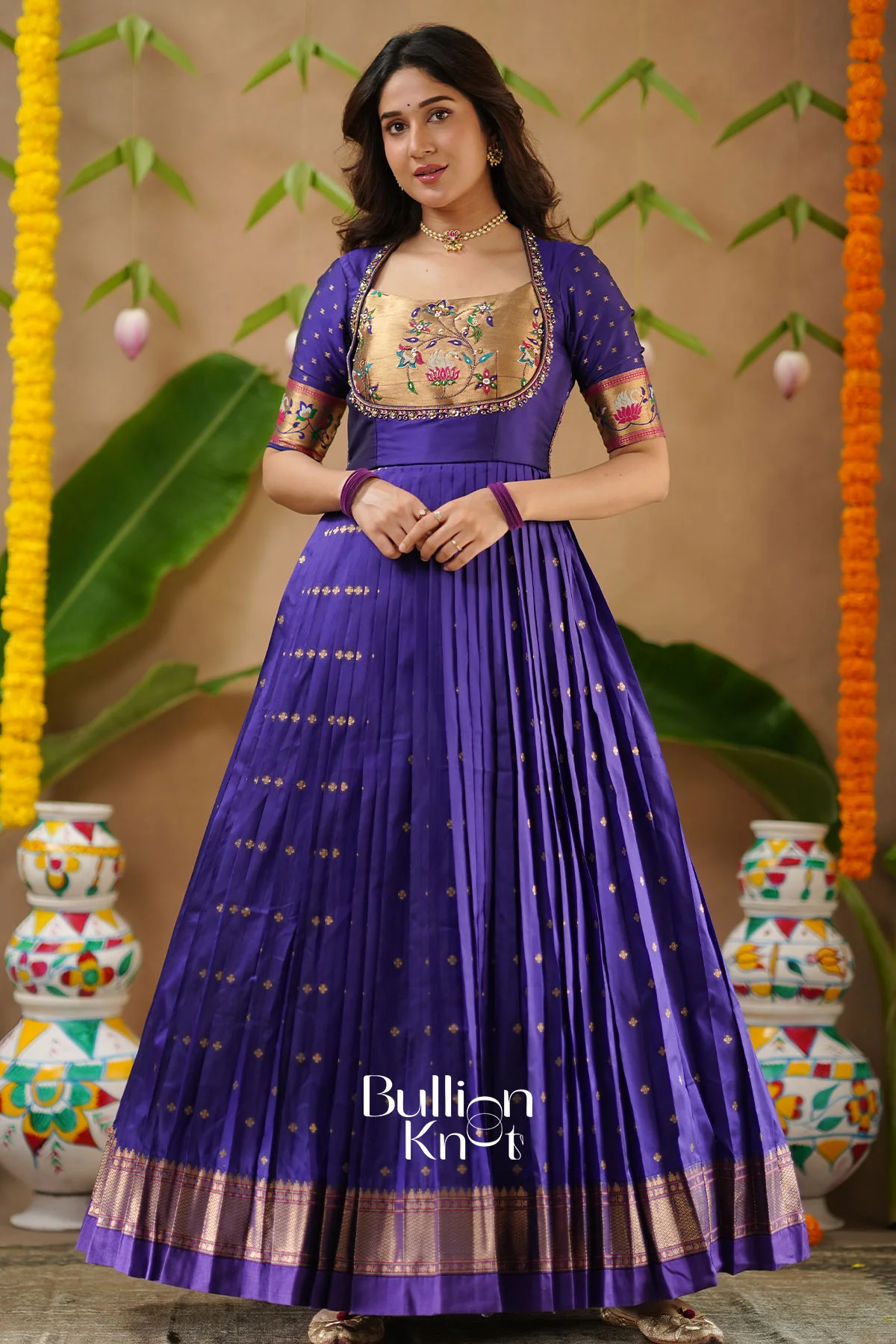 Kanika Soft Silk Blue Anarkali Dress with Dupatta - Image 6