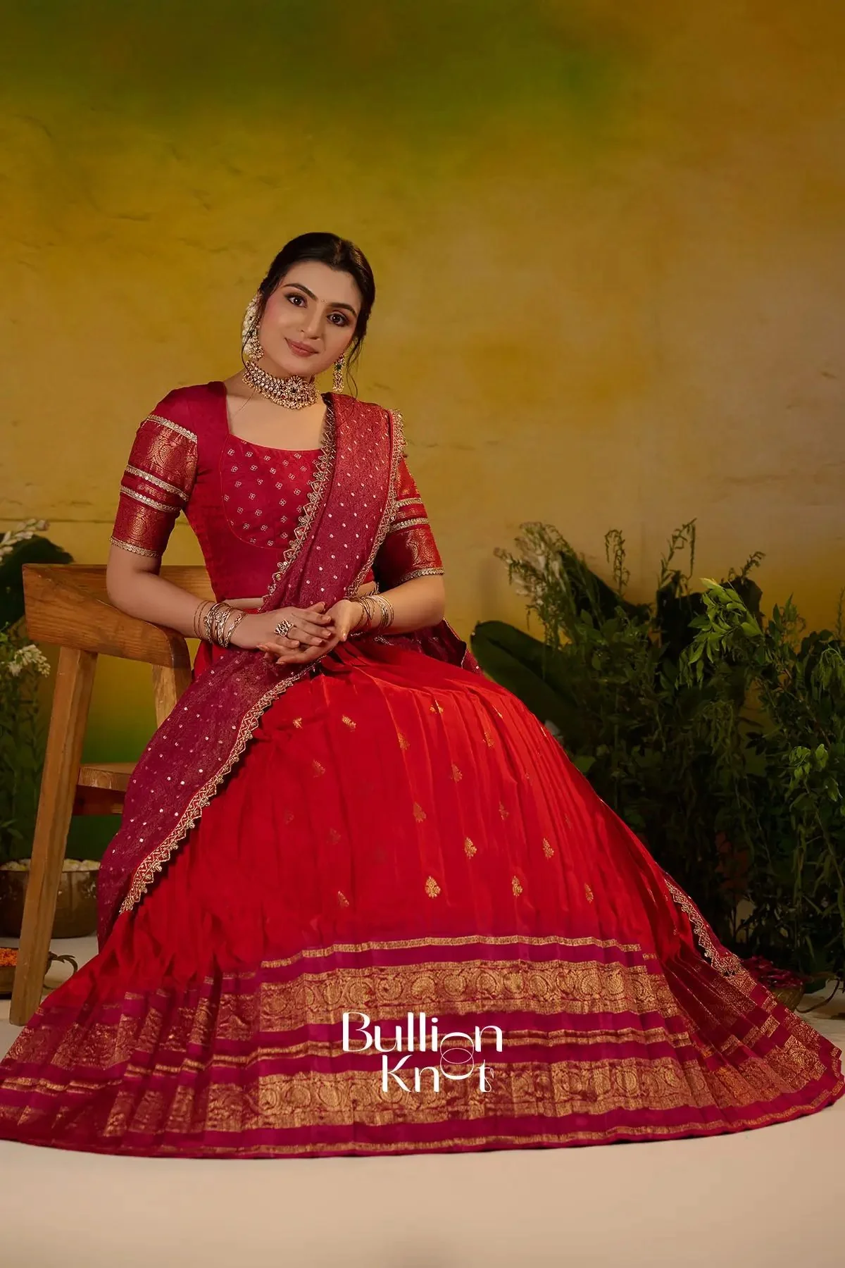Kaushika Soft Silk Lehenga Set In Red - Timeless Elegance - Image 8