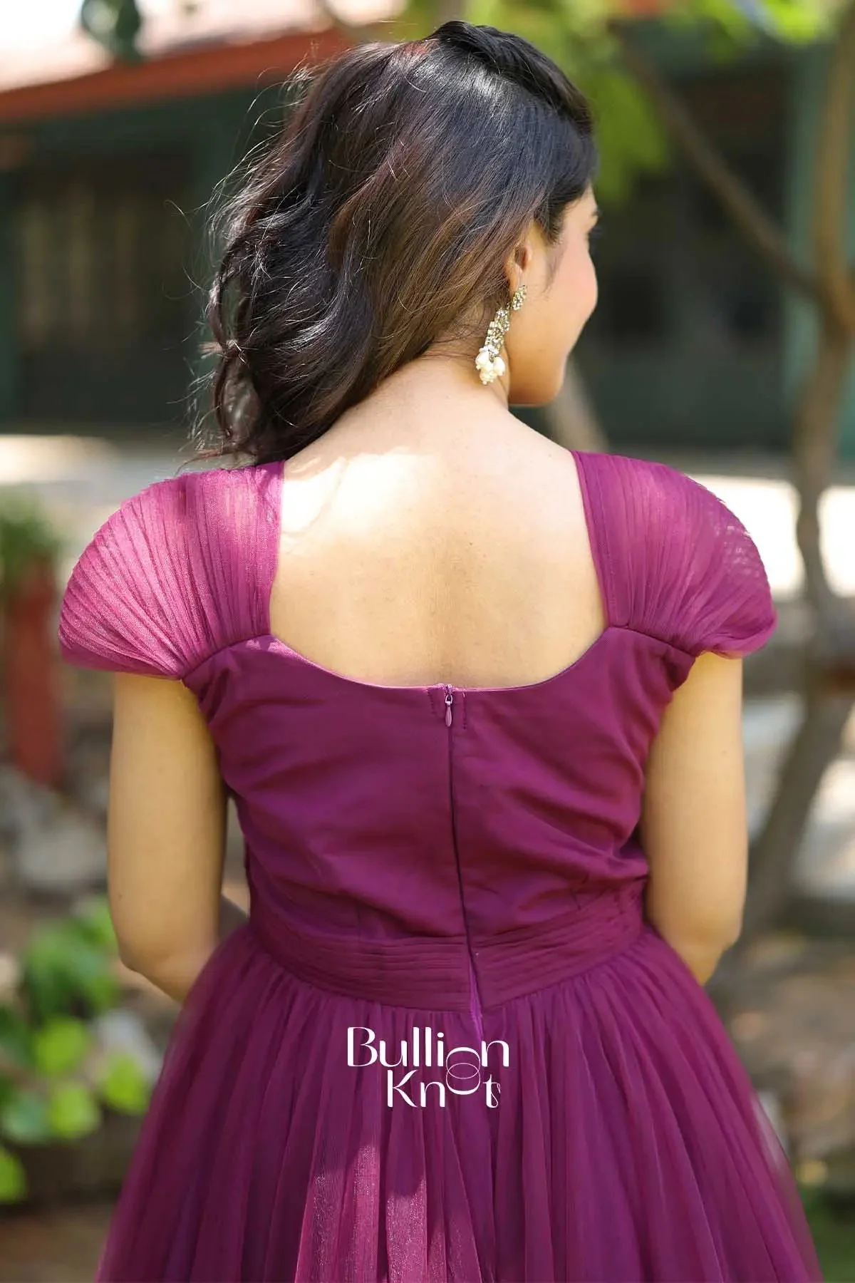 Lavender Mist Soft Net Gown for Pre Wedding Events - Image 4