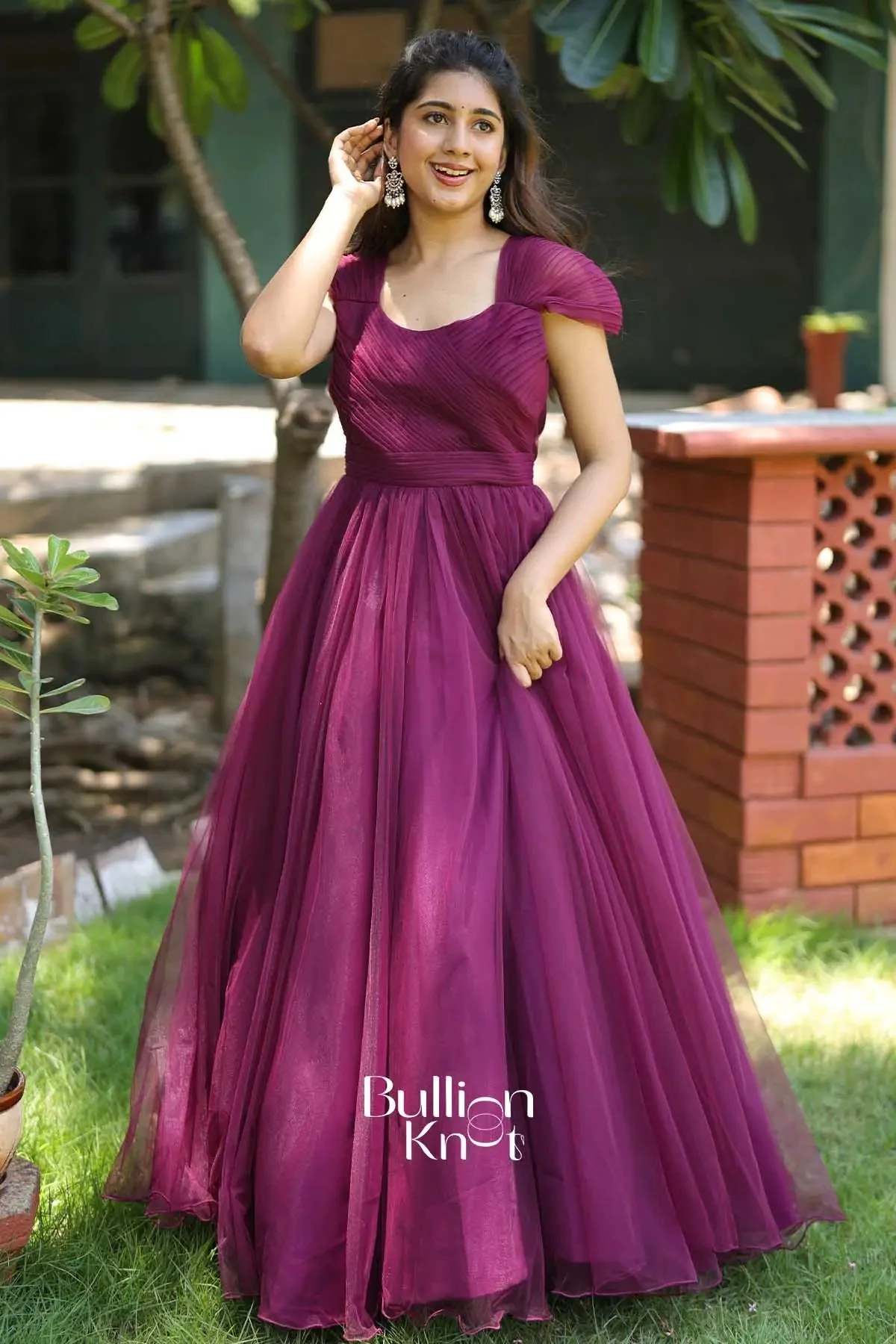 Lavender Mist Soft Net Gown for Pre Wedding Events - Image 5