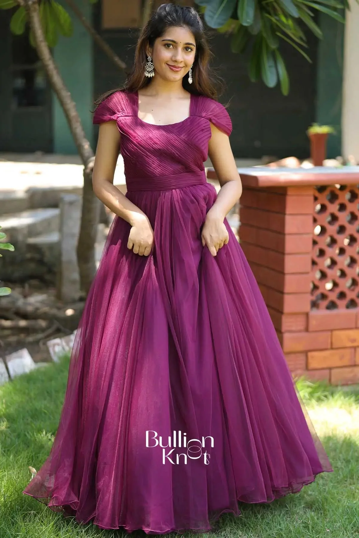 Lavender Mist Soft Net Gown for Pre Wedding Events - Image 6
