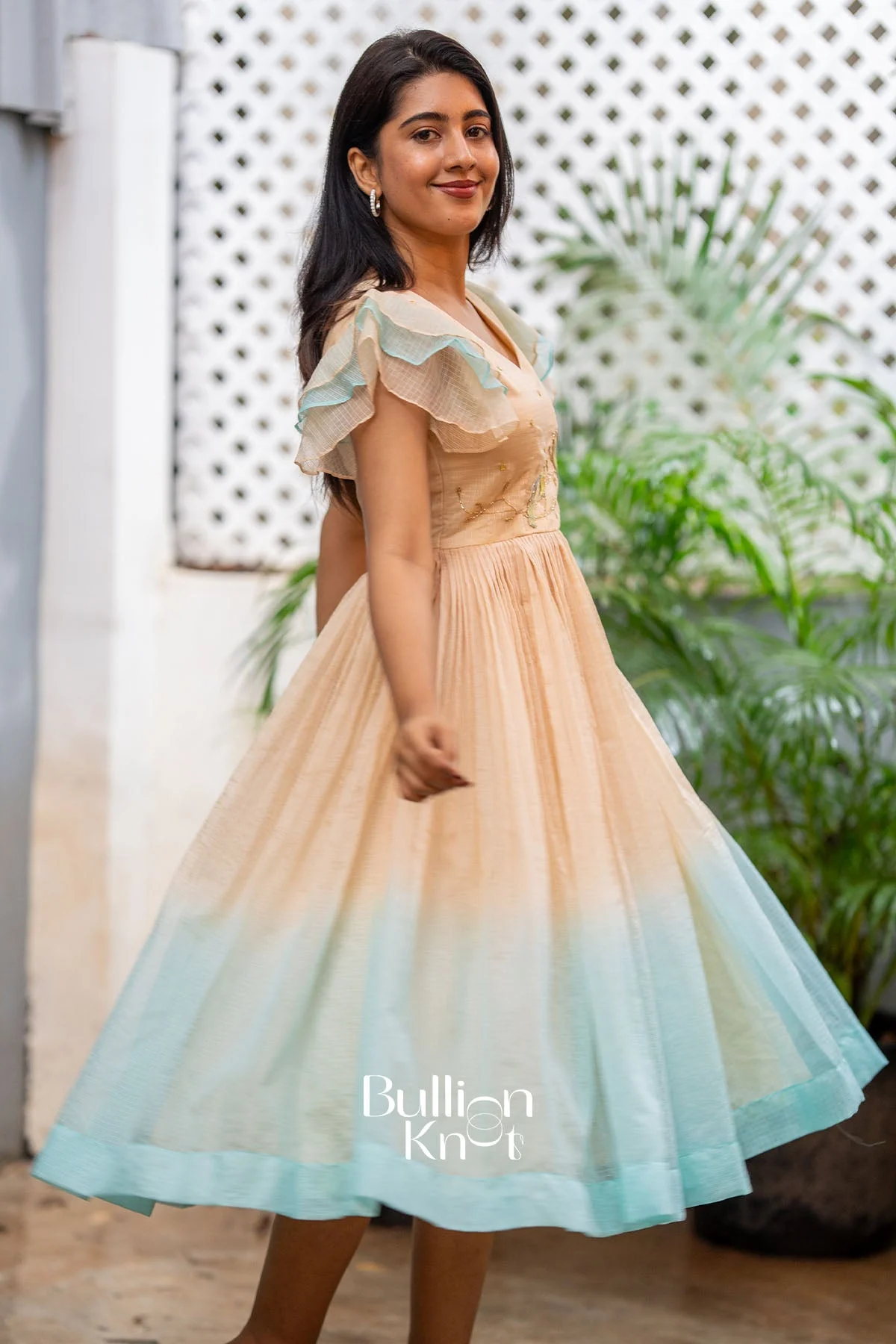 Lovebird Kota Doria Midi Dress in Sky - Effortless Elegance - Image 4
