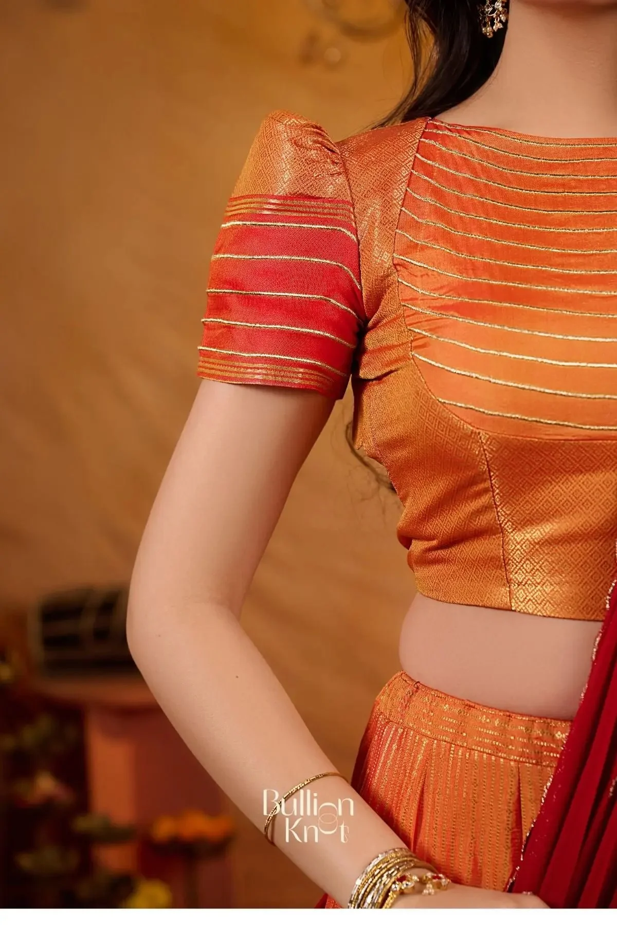 Manohari Soft Silk Lehenga Set In Orange for Elegant Occasions - Image 7