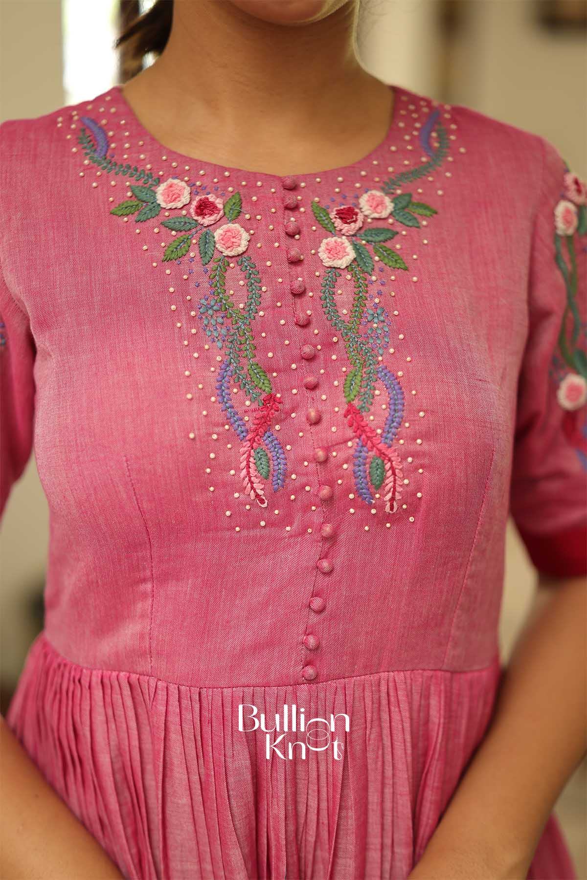 Eeshnika Handloom Pink Midi Dress for Summer - Image 3