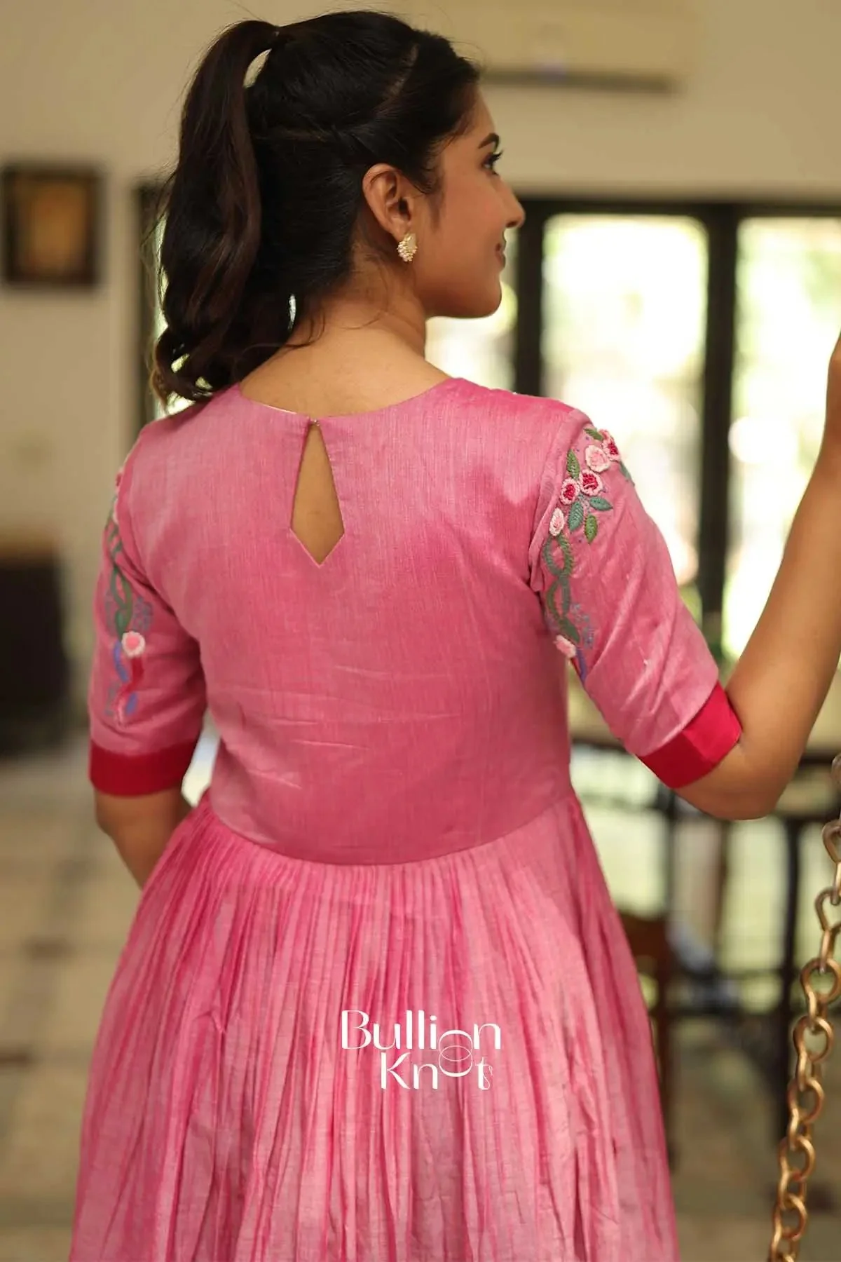 Eeshnika Handloom Pink Midi Dress for Summer - Image 5
