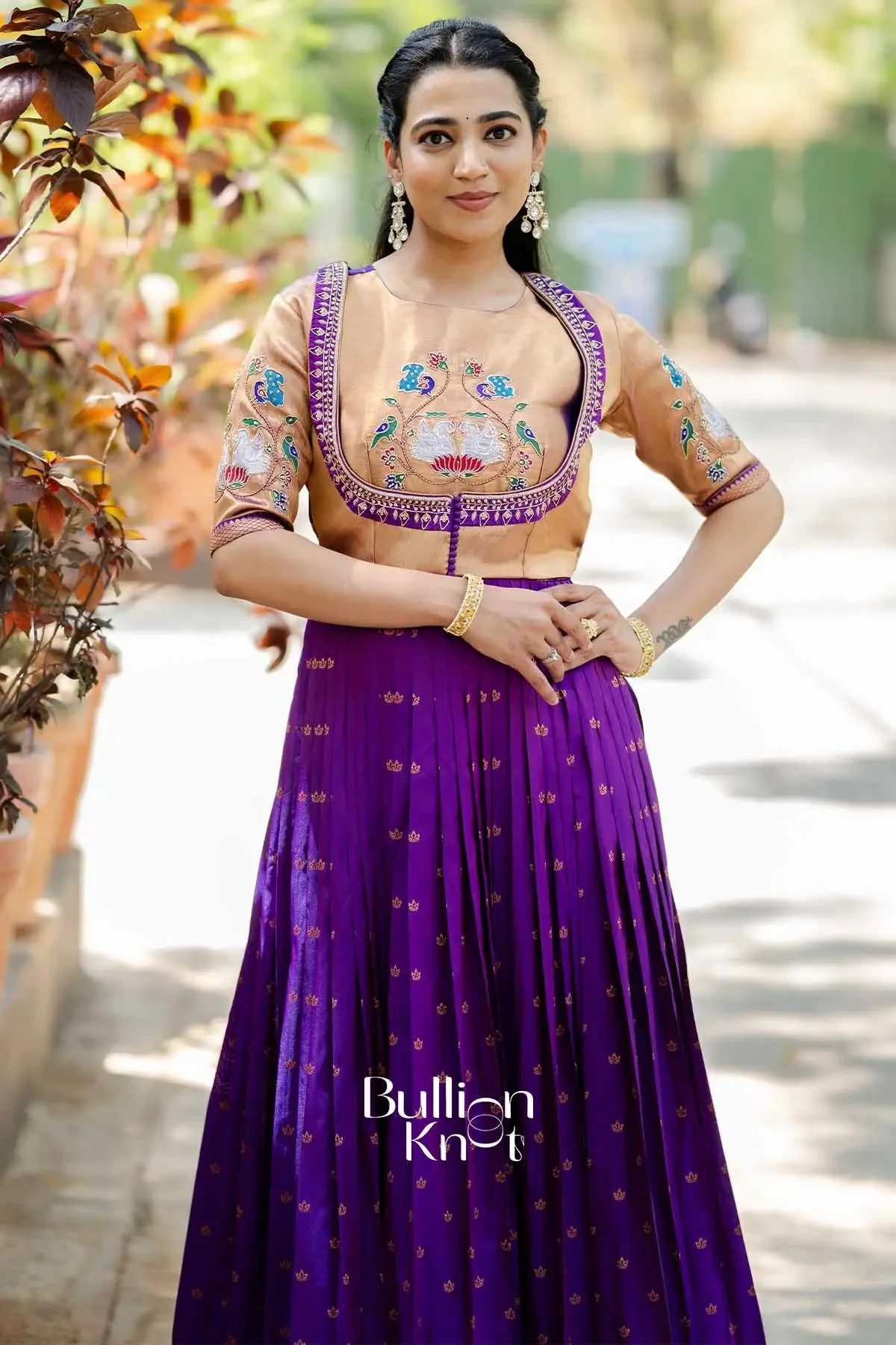 Mirunika Silk Pethani Purple Pattu Jacket Gown for Ethnic Style - Image 6