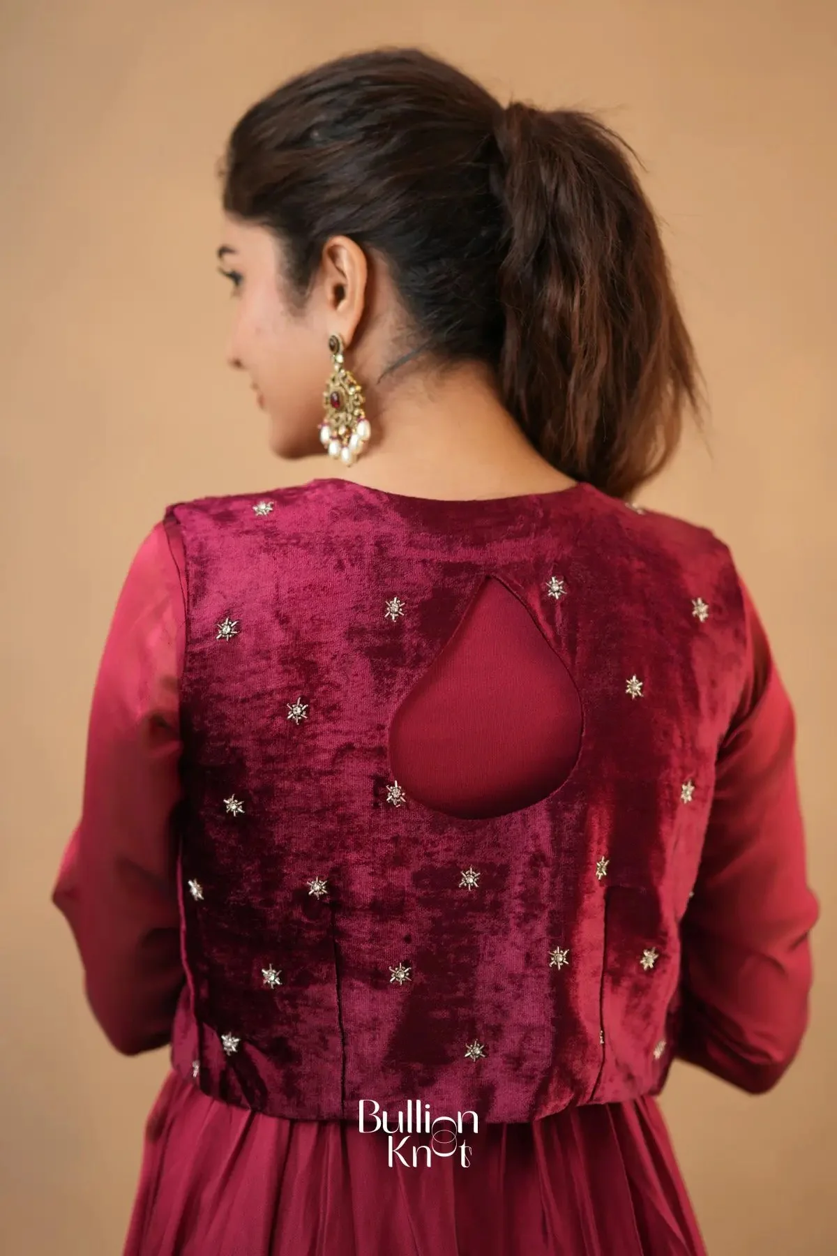 Monica Red 4-In-1  Anarkali With Jacket  Suite Set - Image 3