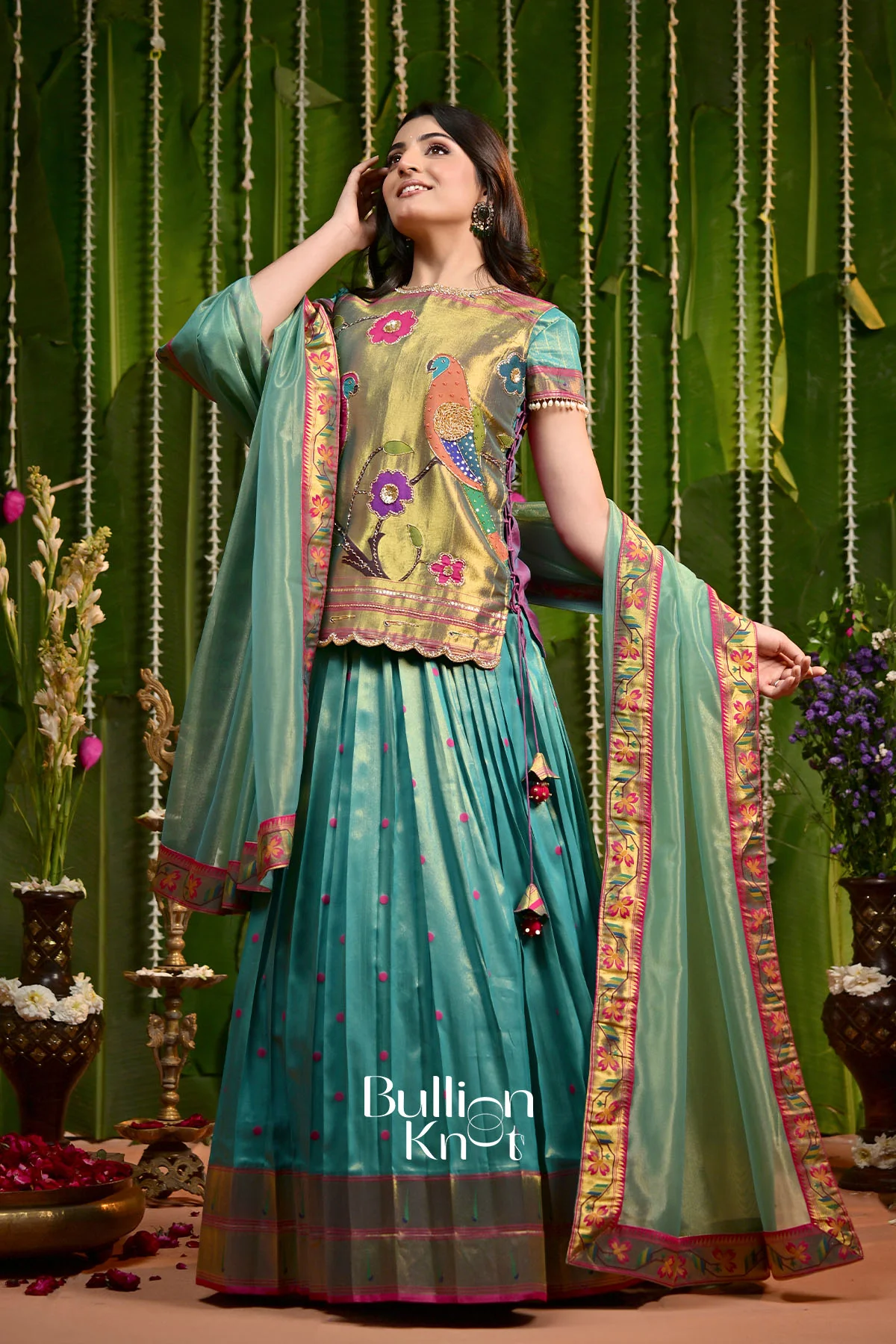 Morni Paithani Silk indo western with Jacket Set - Image 7