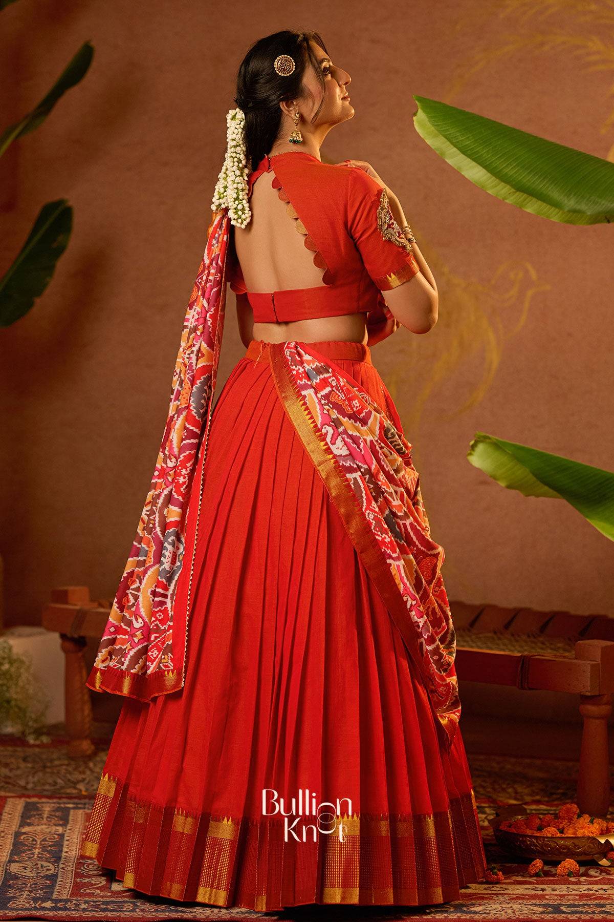 Nakshatra Half Saree in Orange - Image 8