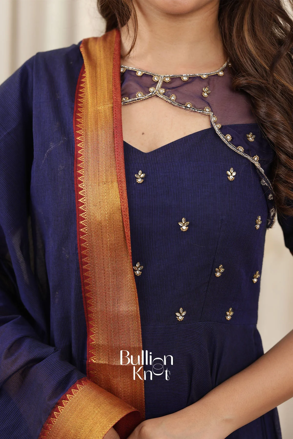 Neelnidhi Blue Handloom Anarkali Dress Collection - Image 8