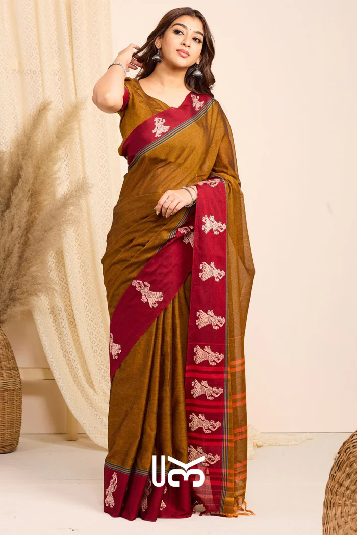 Rachana Handloom Rustic Yellow Saree - Image 3