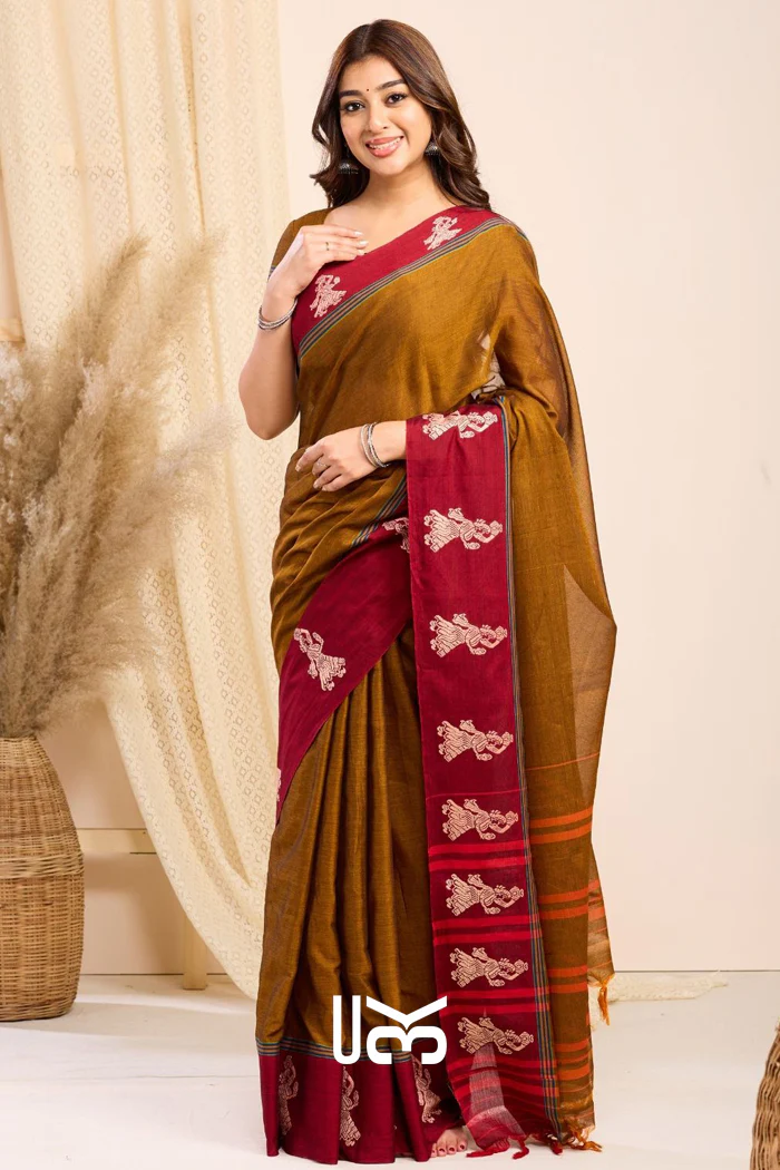 Rachana Handloom Rustic Yellow Saree - Image 5