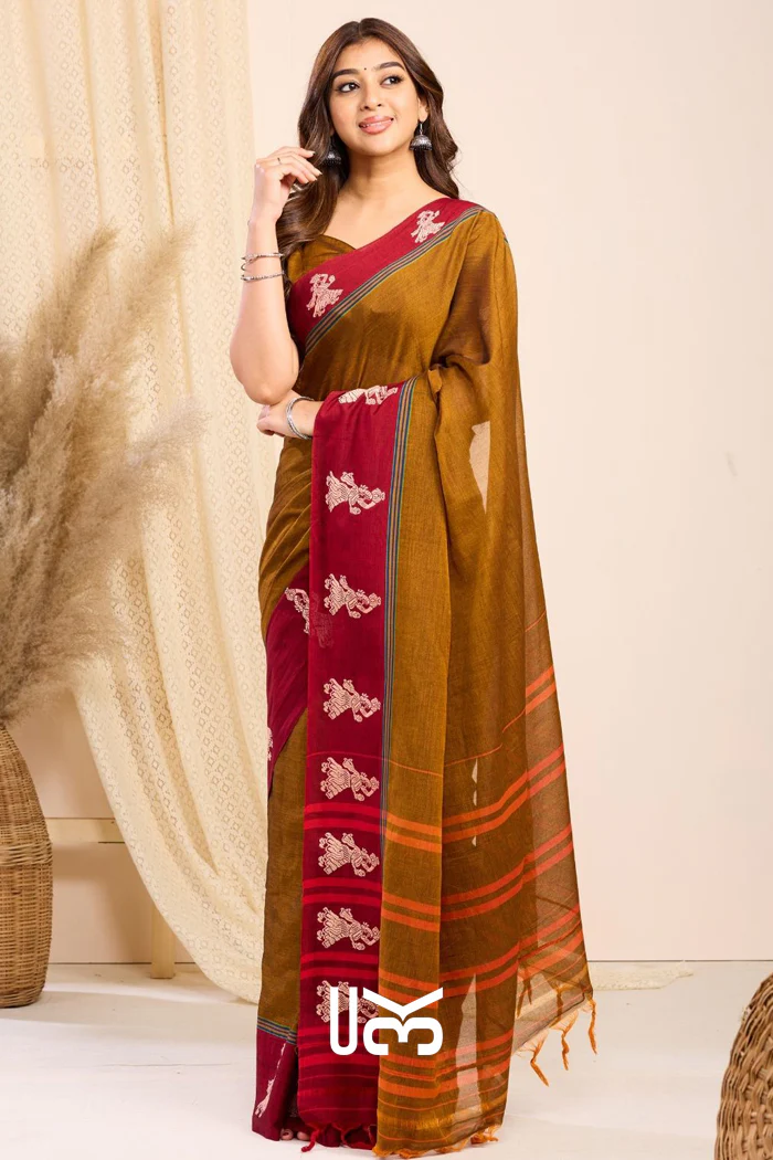 Rachana Handloom Rustic Yellow Saree - Image 6
