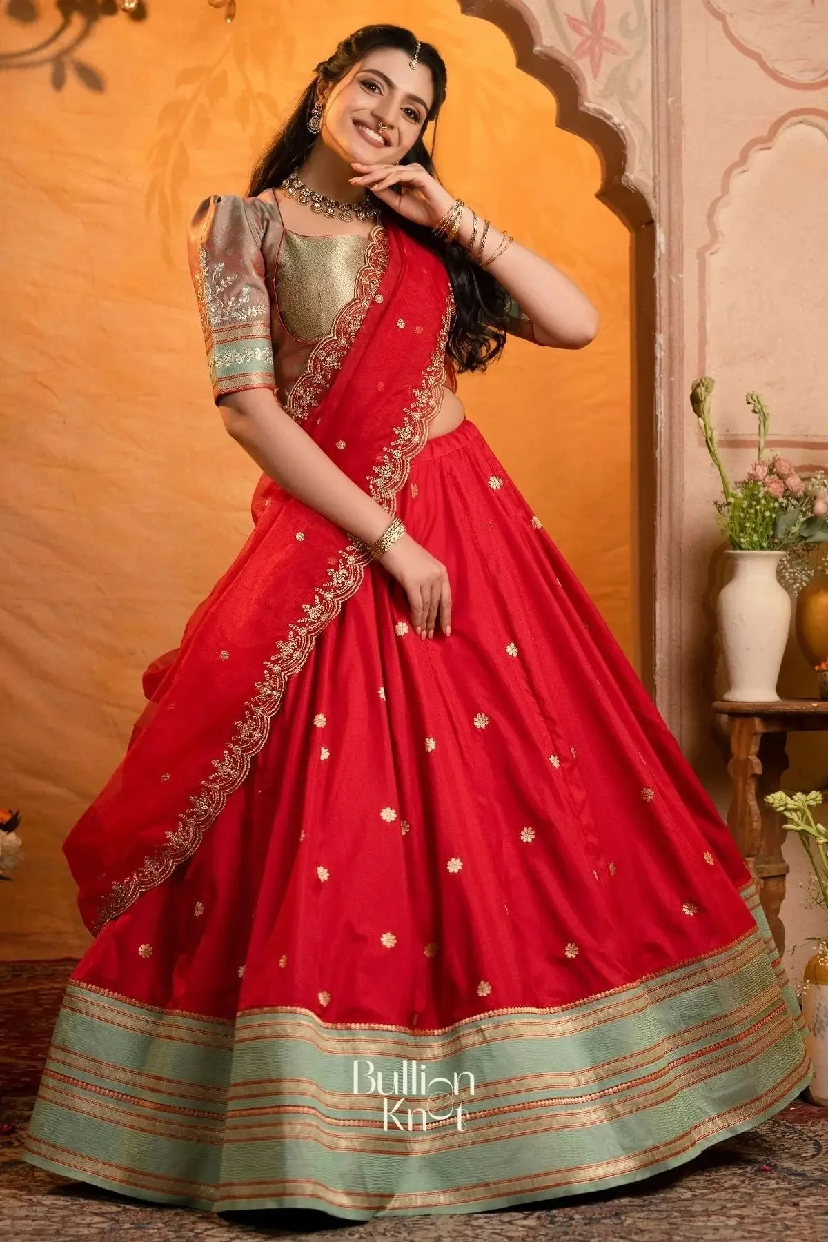 RaktaKamal Soft Silk Lehenga Set Red for Elegant Occasions - Image 4