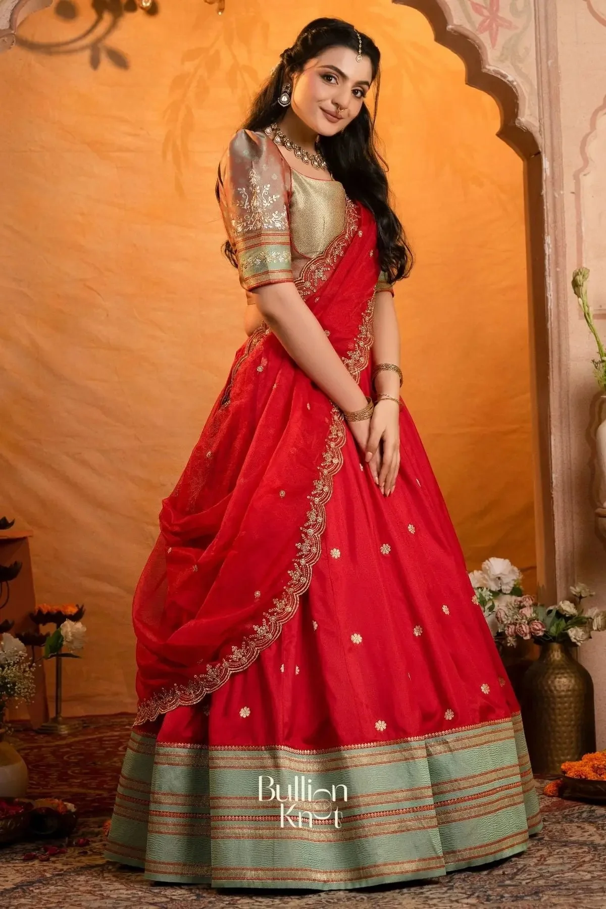 RaktaKamal Soft Silk Lehenga Set Red for Elegant Occasions - Image 8