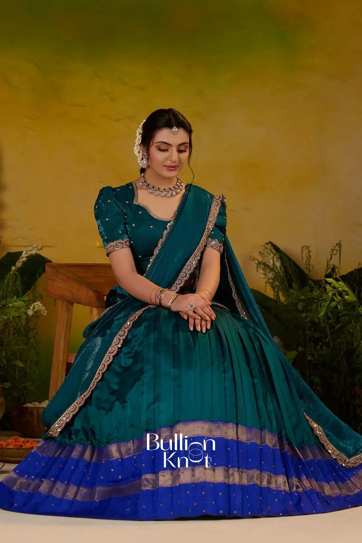 Ramanika Soft Silk Lehenga Set Peacock Blue for Celebrations - Image 8