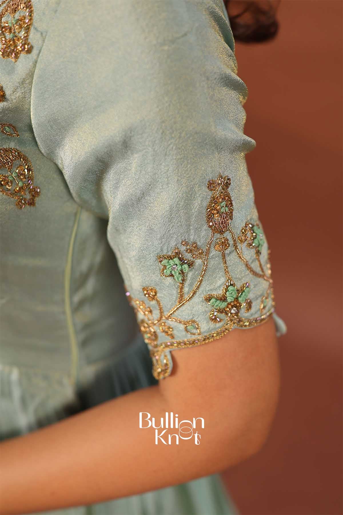 Rashmika Aqua Zari Anarkali Suit Set - Elegance in Ethnic Wear - Image 4