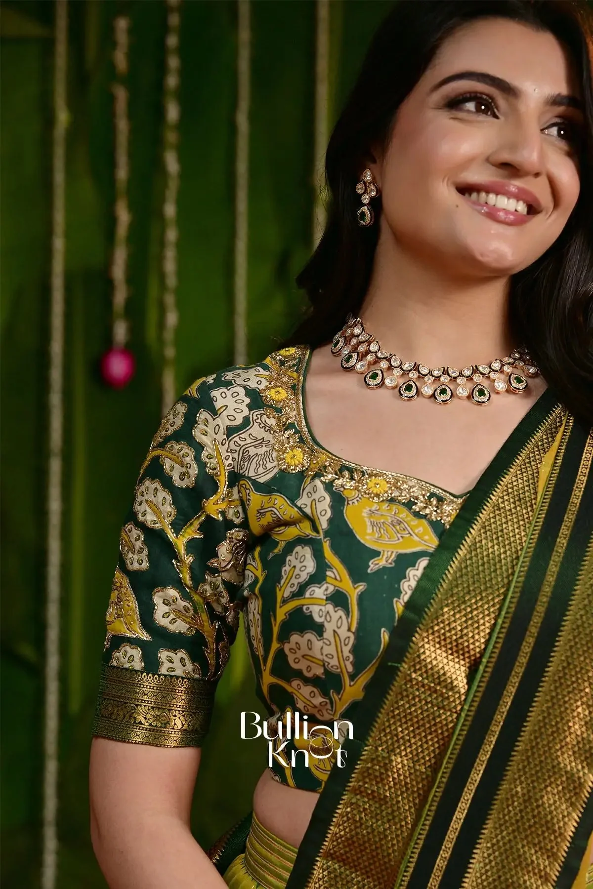 Rasika Kalamkari Green Lehenga Set for Elegant Occasions - Image 3