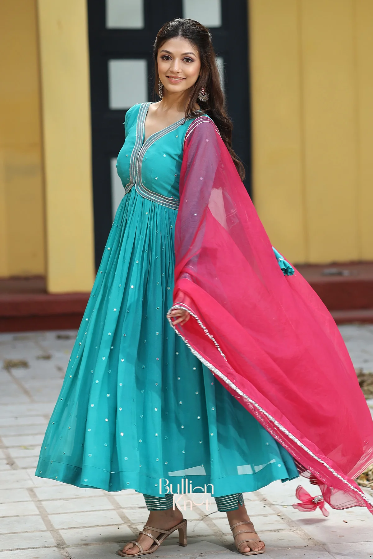 Ratrani Georgette Teal Blue Anarkali Suit Set - Image 4